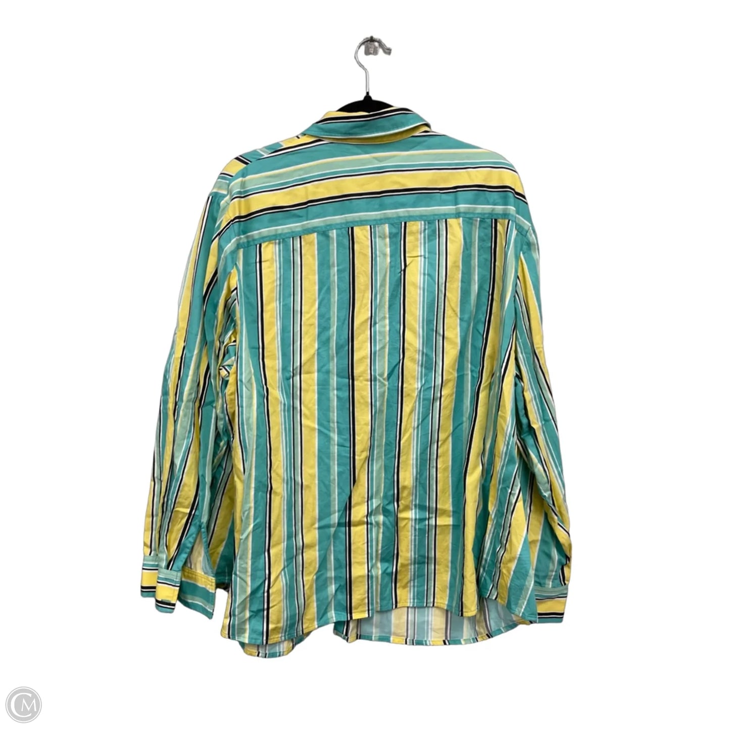 Top Long Sleeve By Jones New York In Blue & Yellow, Size: 3x