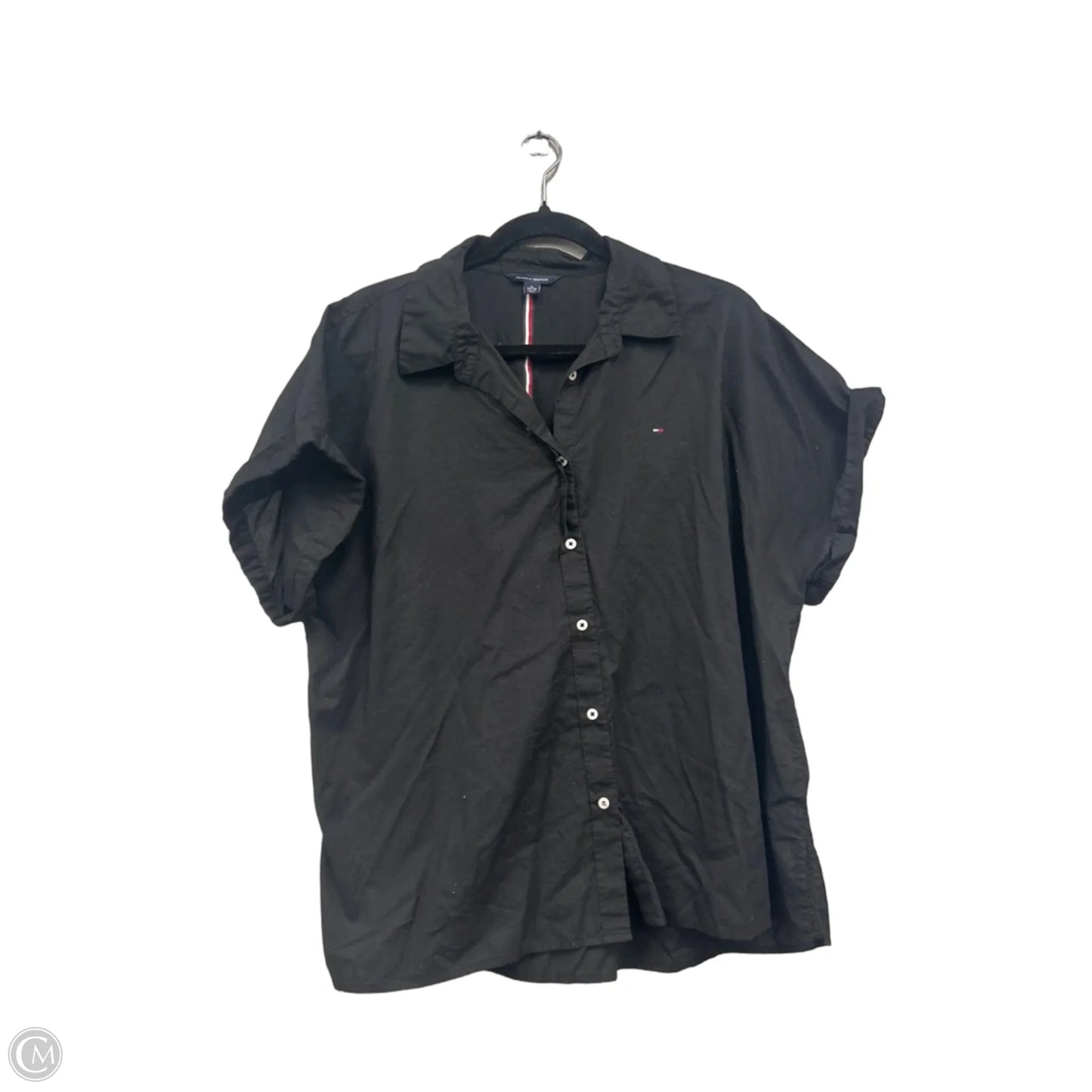 Top Short Sleeve By Tommy Hilfiger In Black, Size: Xl