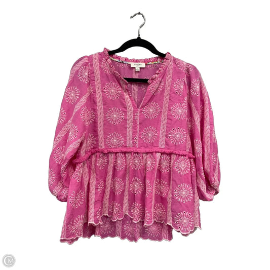 Top Short Sleeve By Umgee In Pink, Size: L