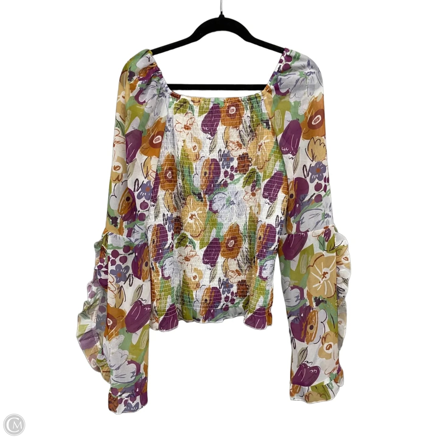 Top Long Sleeve By Cato In Purple & White, Size: L