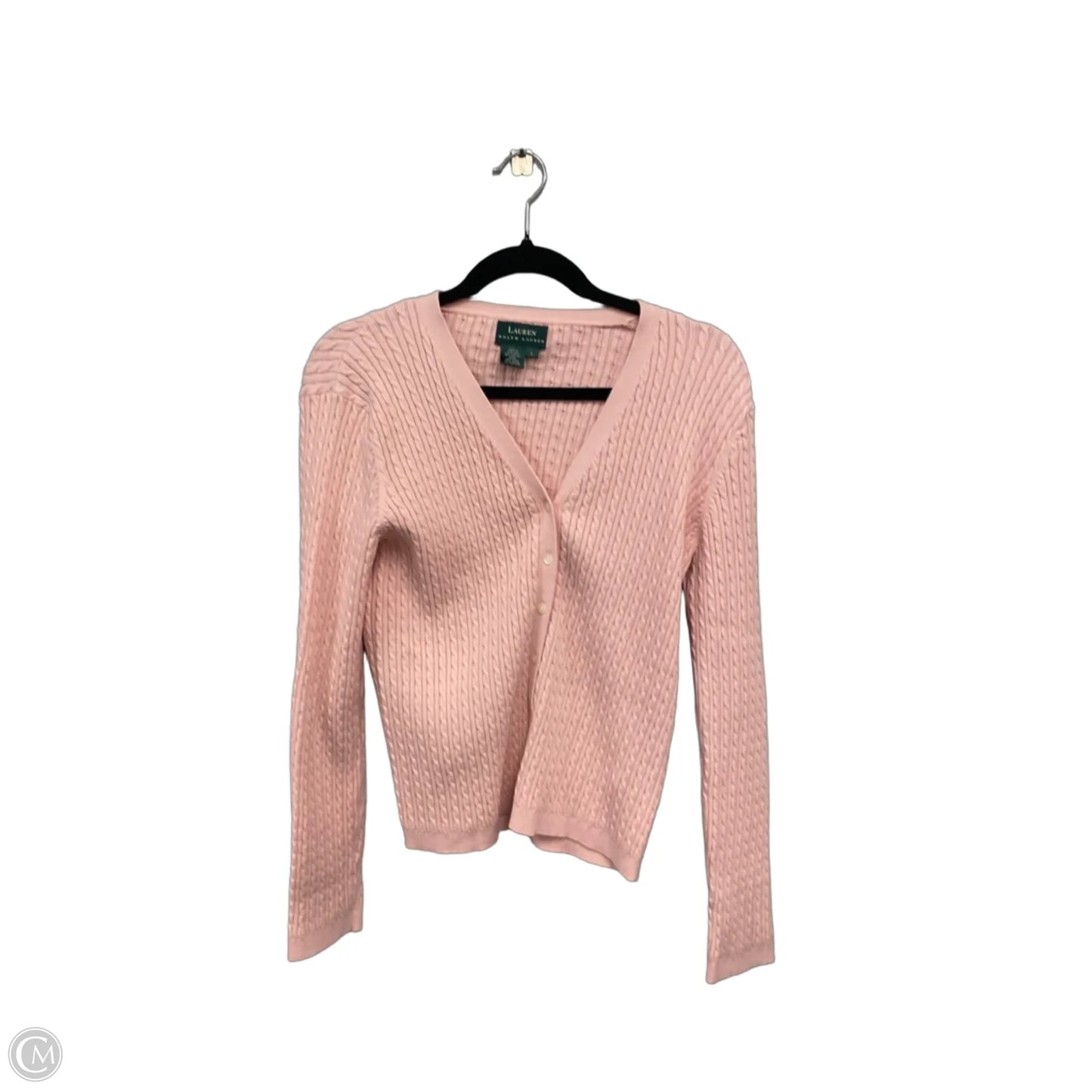 Sweater Cardigan By Lauren By Ralph Lauren In Pink, Size: L