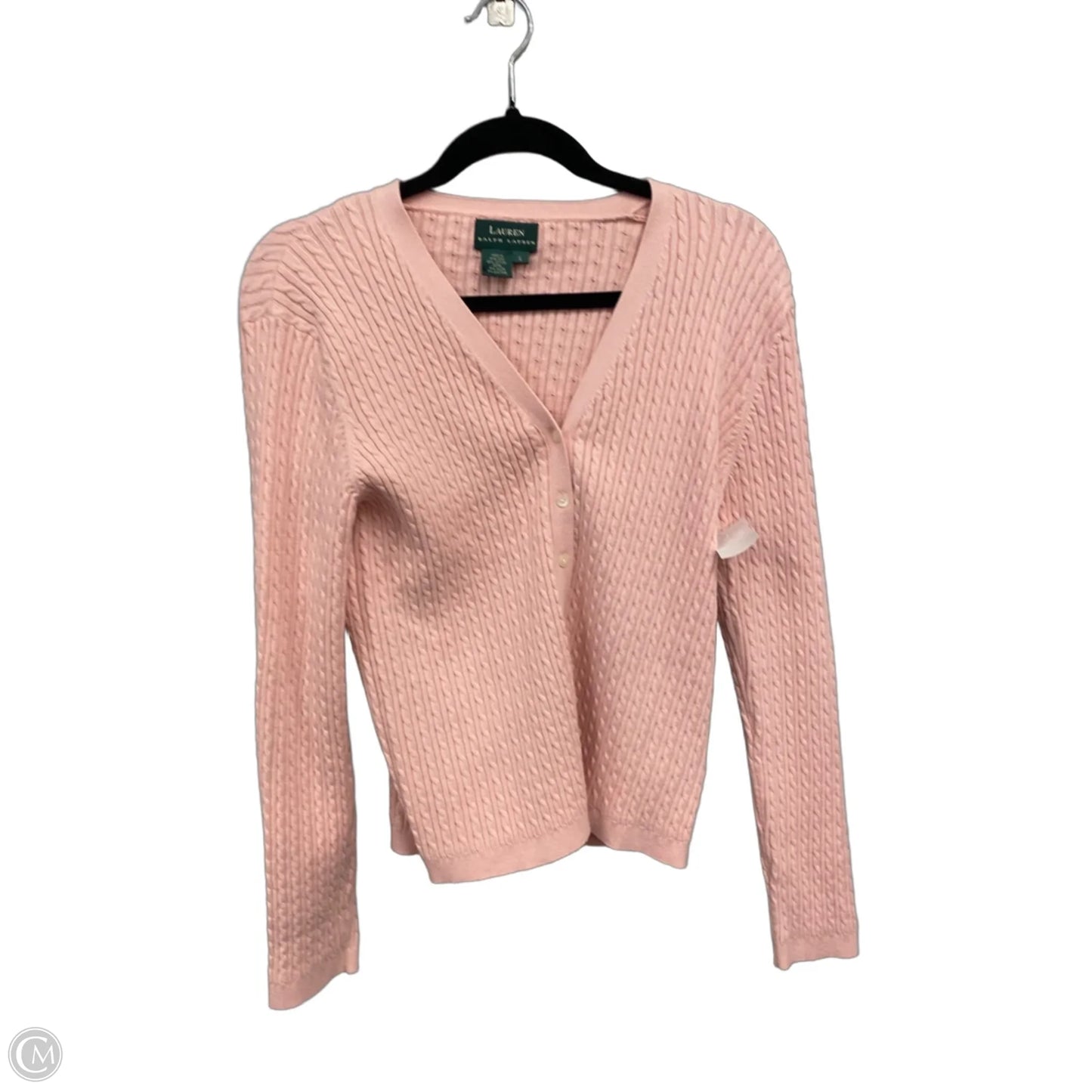 Sweater Cardigan By Lauren By Ralph Lauren In Pink, Size: L