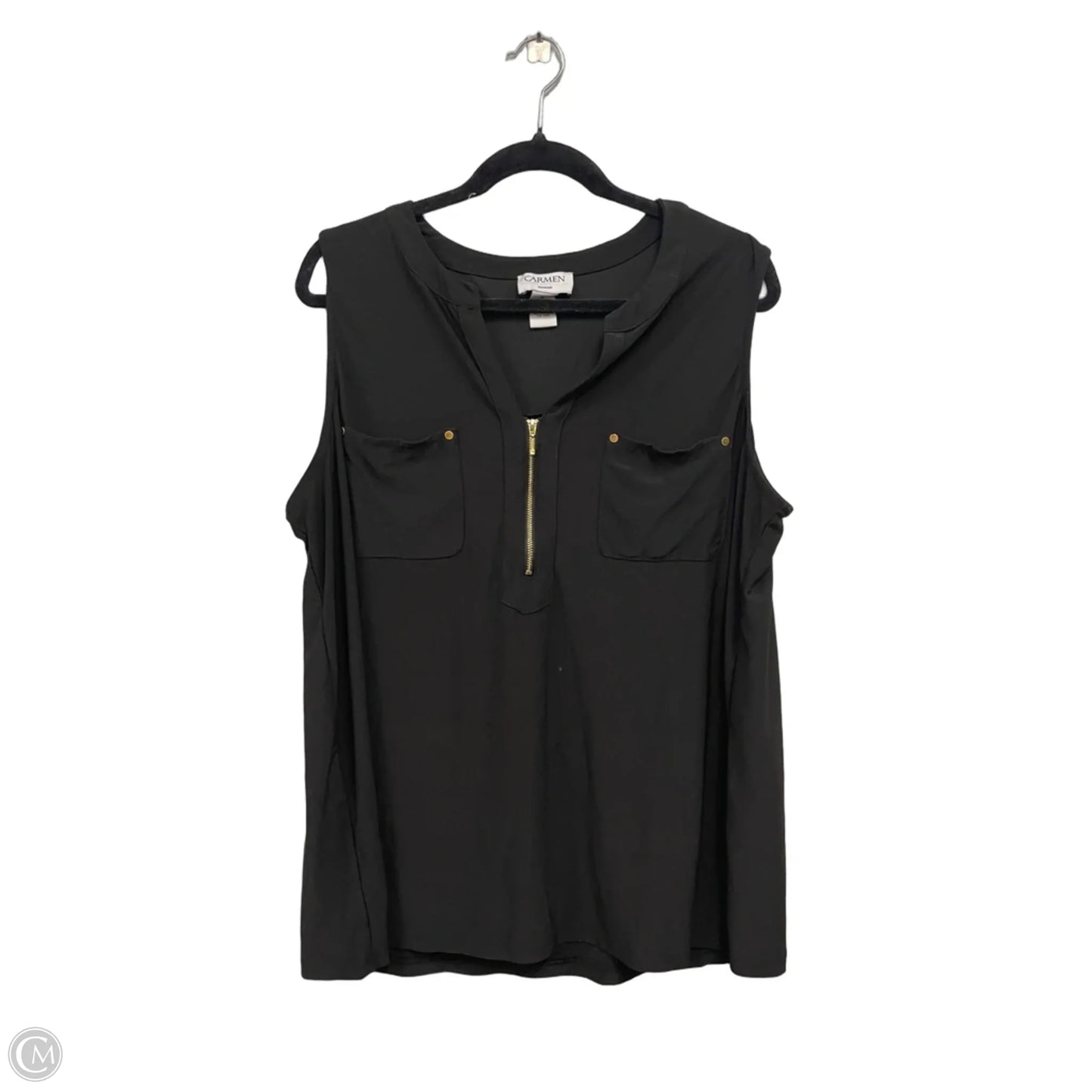 Top Sleeveless By Carmen By Carmen Marc Valvo In Black, Size: 14
