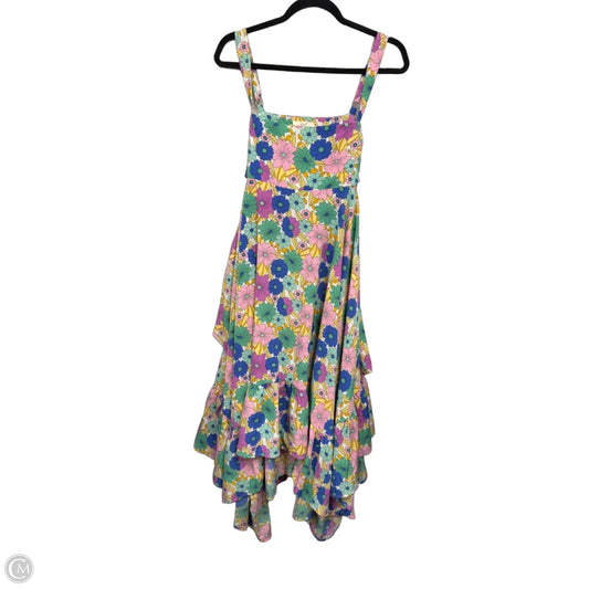 Dress Casual Midi By Easel In Green & Purple, Size: L