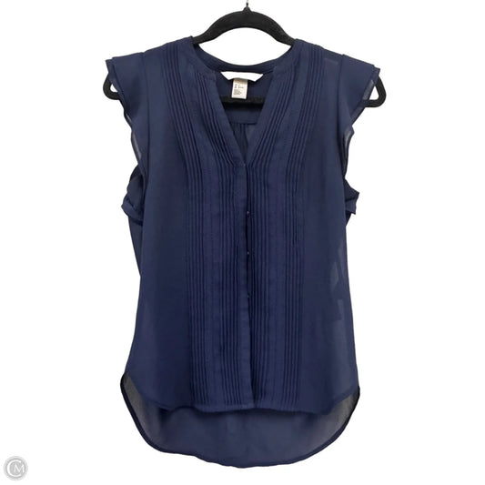 Blouse Short Sleeve By H&m In Navy, Size: 4