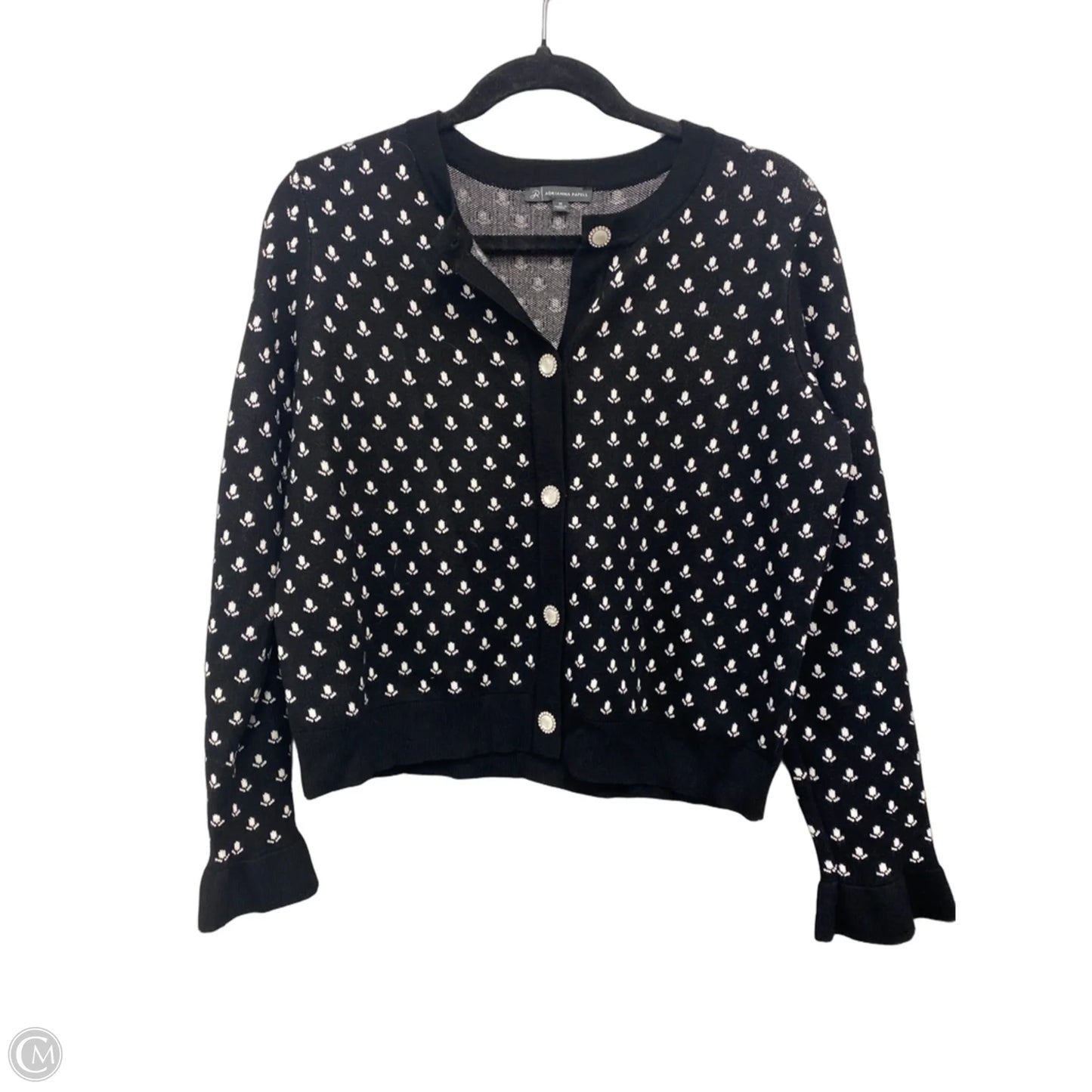 Cardigan By Adrianna Papell In Black & White, Size: M
