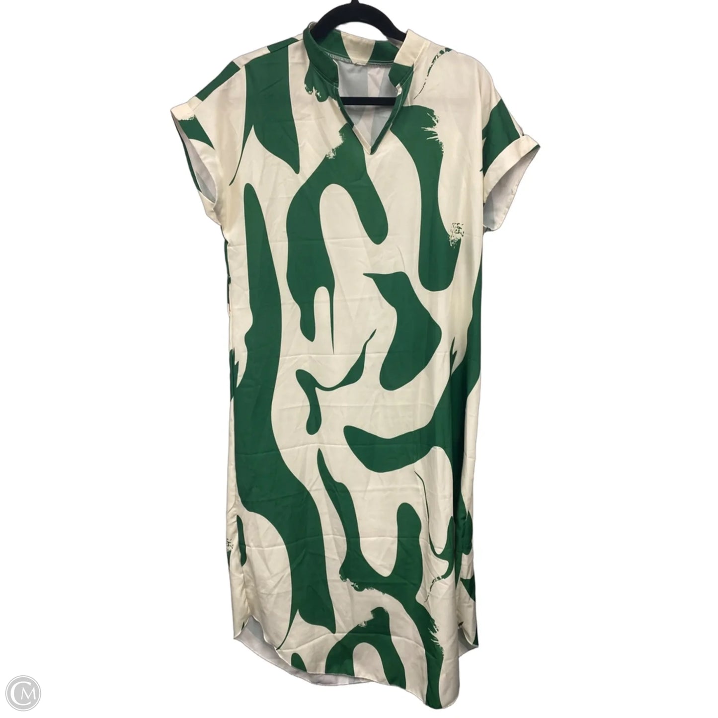 Dress Casual Midi By Shein In Green & White, Size: L