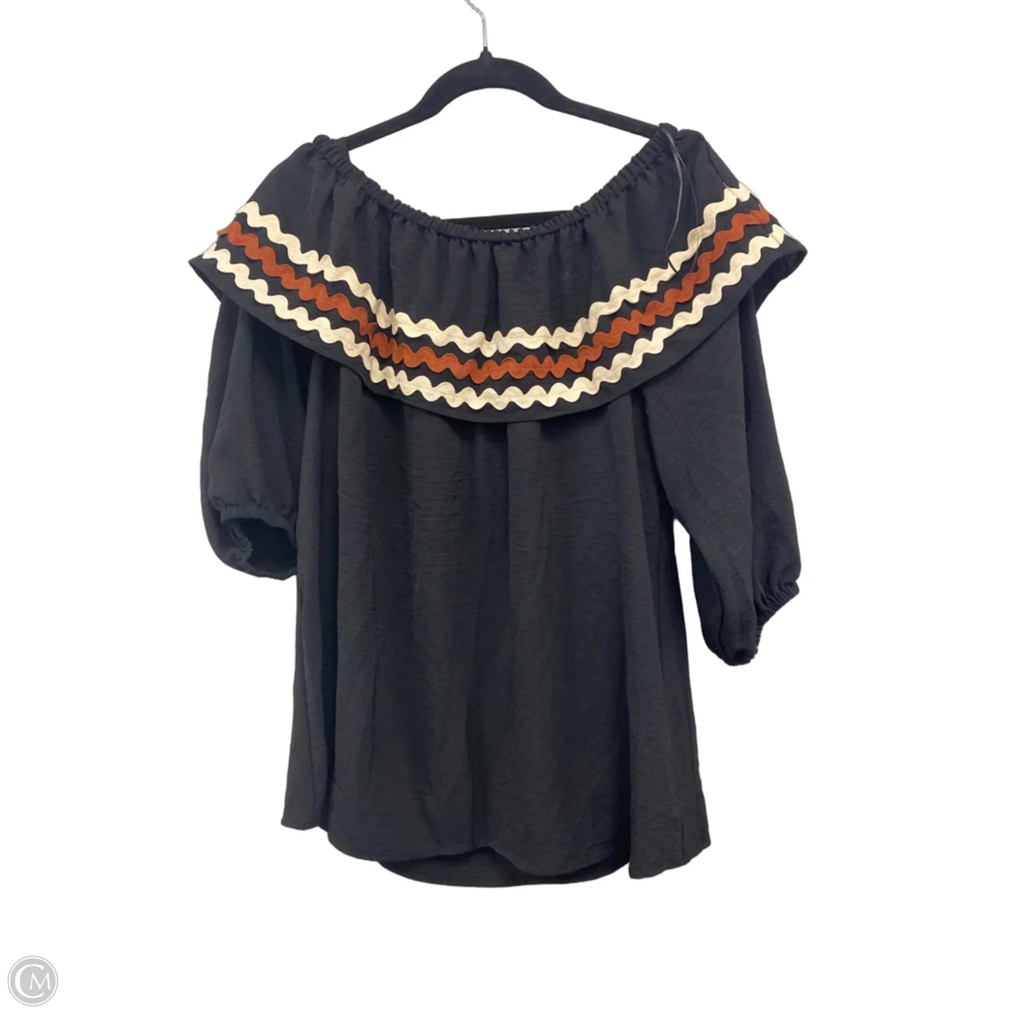 Blouse 3/4 Sleeve By Cato In Black & Brown, Size: M