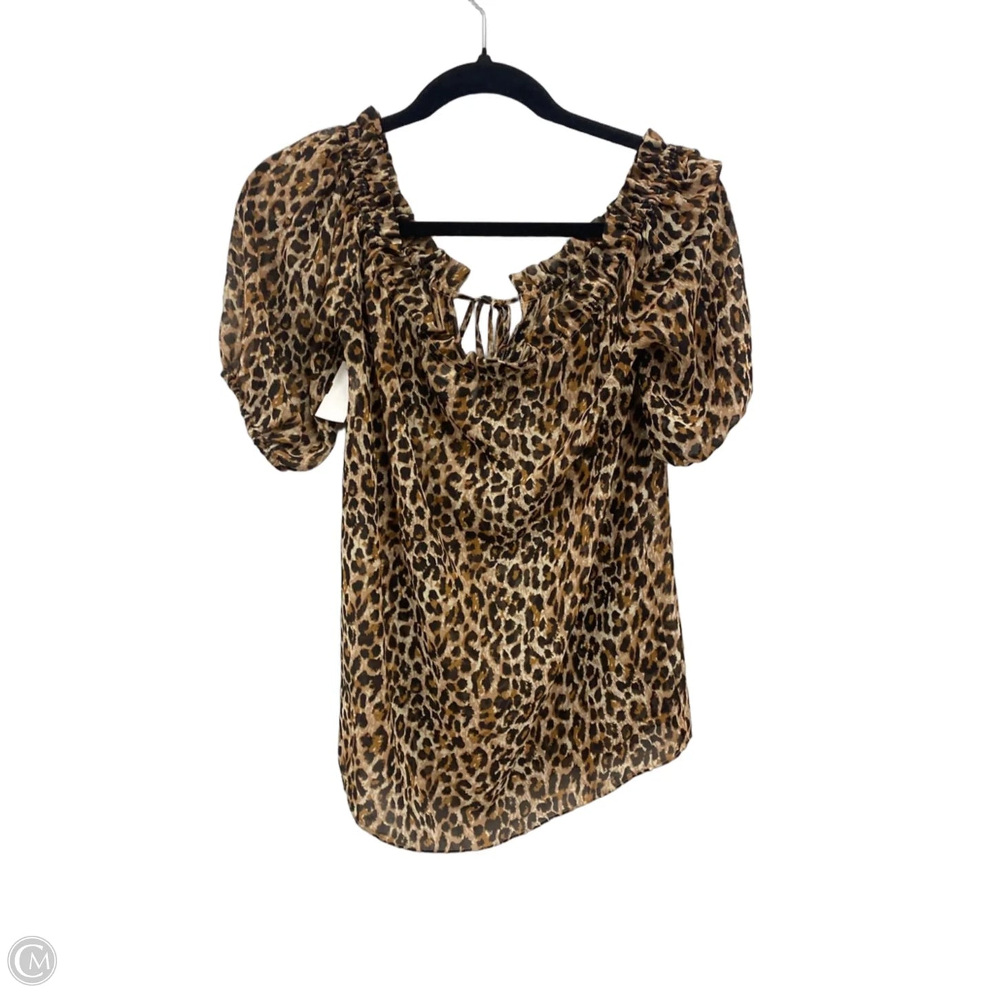 Blouse Short Sleeve By Moda Intl In Animal Print, Size: Xs