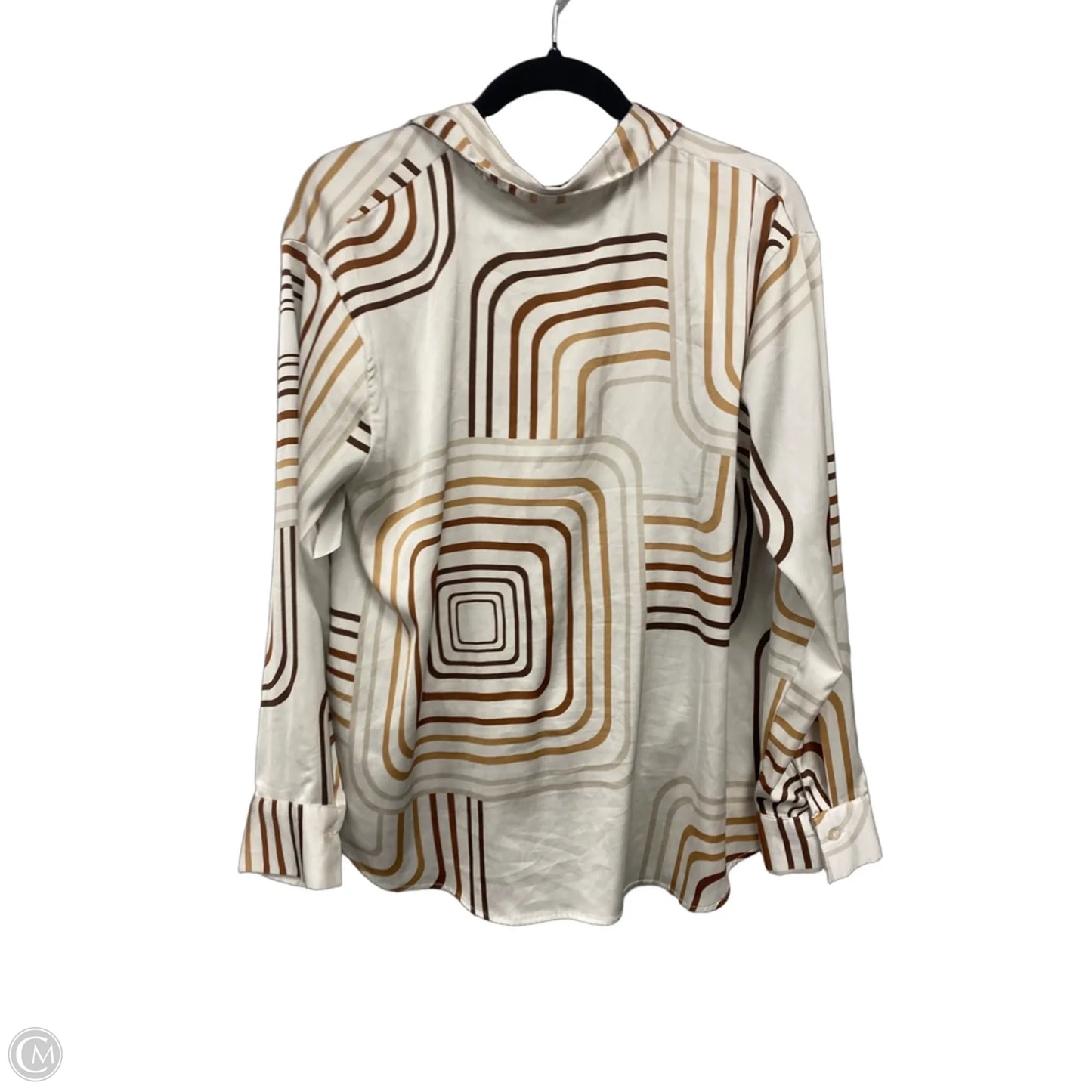 Blouse Long Sleeve By Clothes Mentor In Brown & White, Size: L