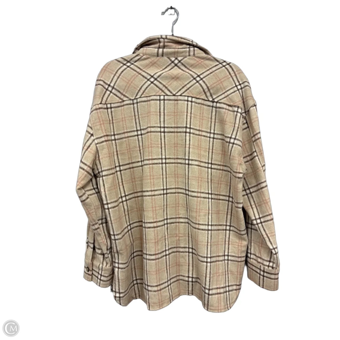 Jacket Shirt By She + Sky In Brown & Cream, Size: L