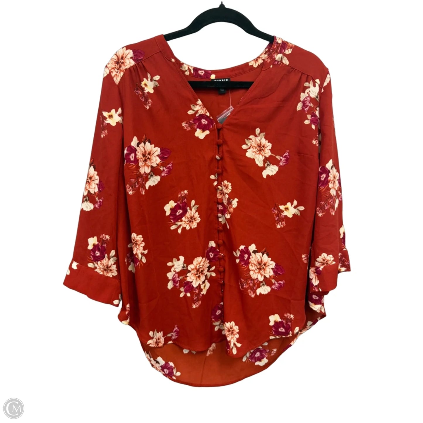 Blouse 3/4 Sleeve By Torrid In Orange & Red, Size: M