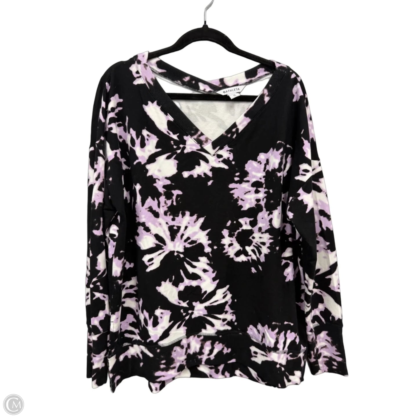 Sweatshirt Crewneck By Athleta In Black & Purple, Size: Xl