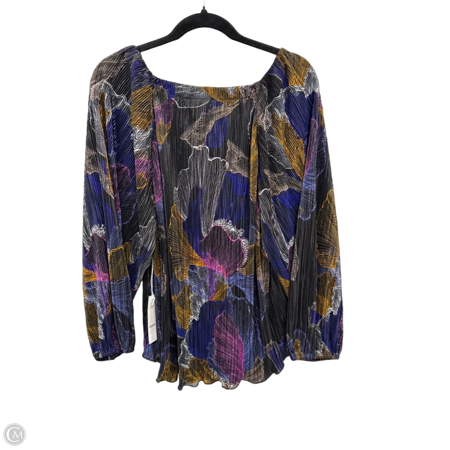 Blouse Long Sleeve By Chicos In Black & Purple, Size: Xxl