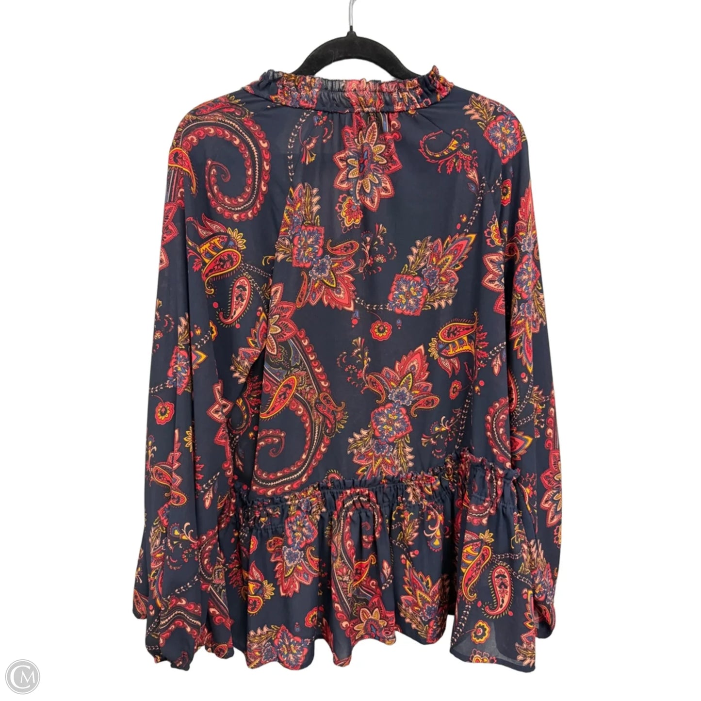 Blouse Long Sleeve By Loft In Blue & Red, Size: Xl