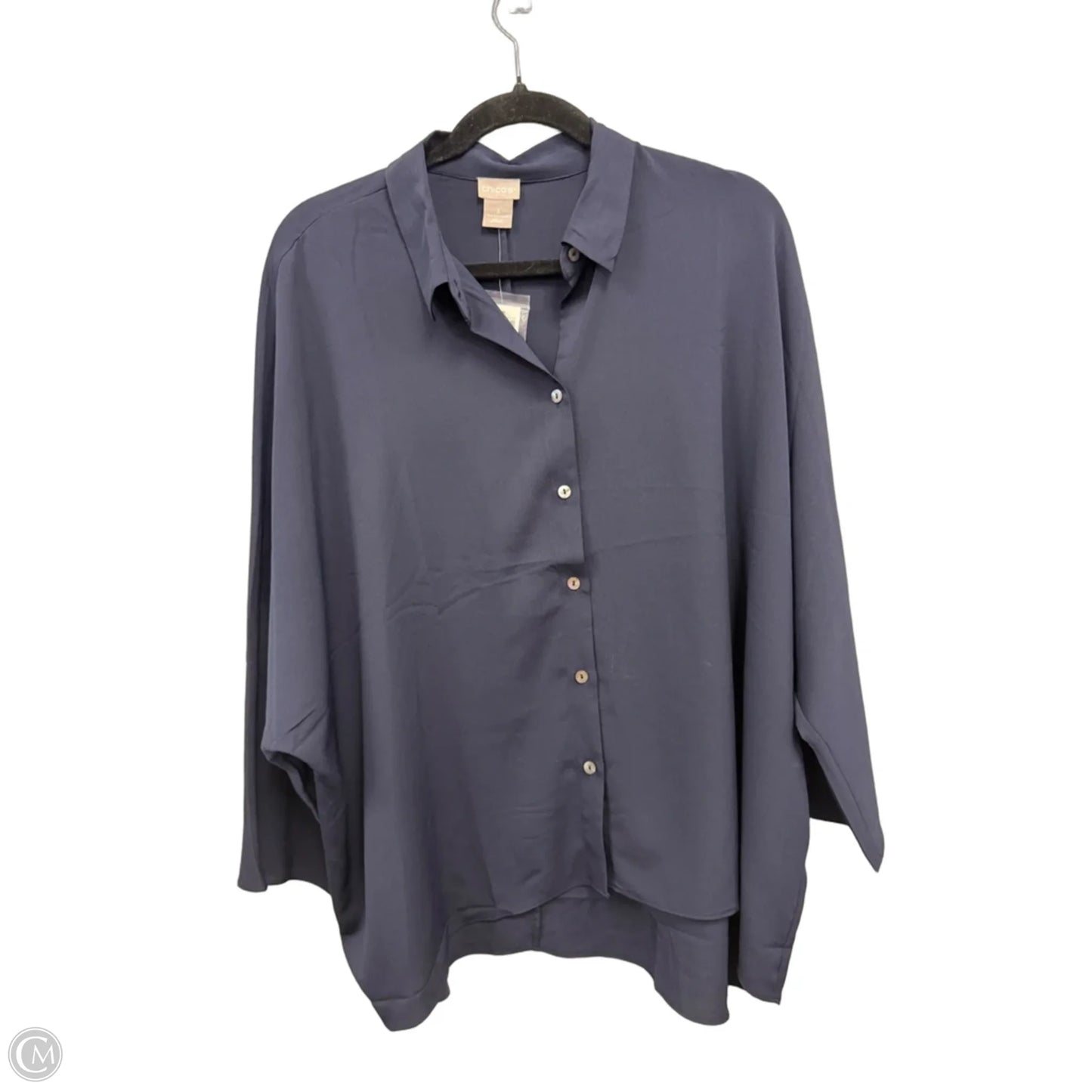 Blouse 3/4 Sleeve By Chicos In Navy, Size: Xl
