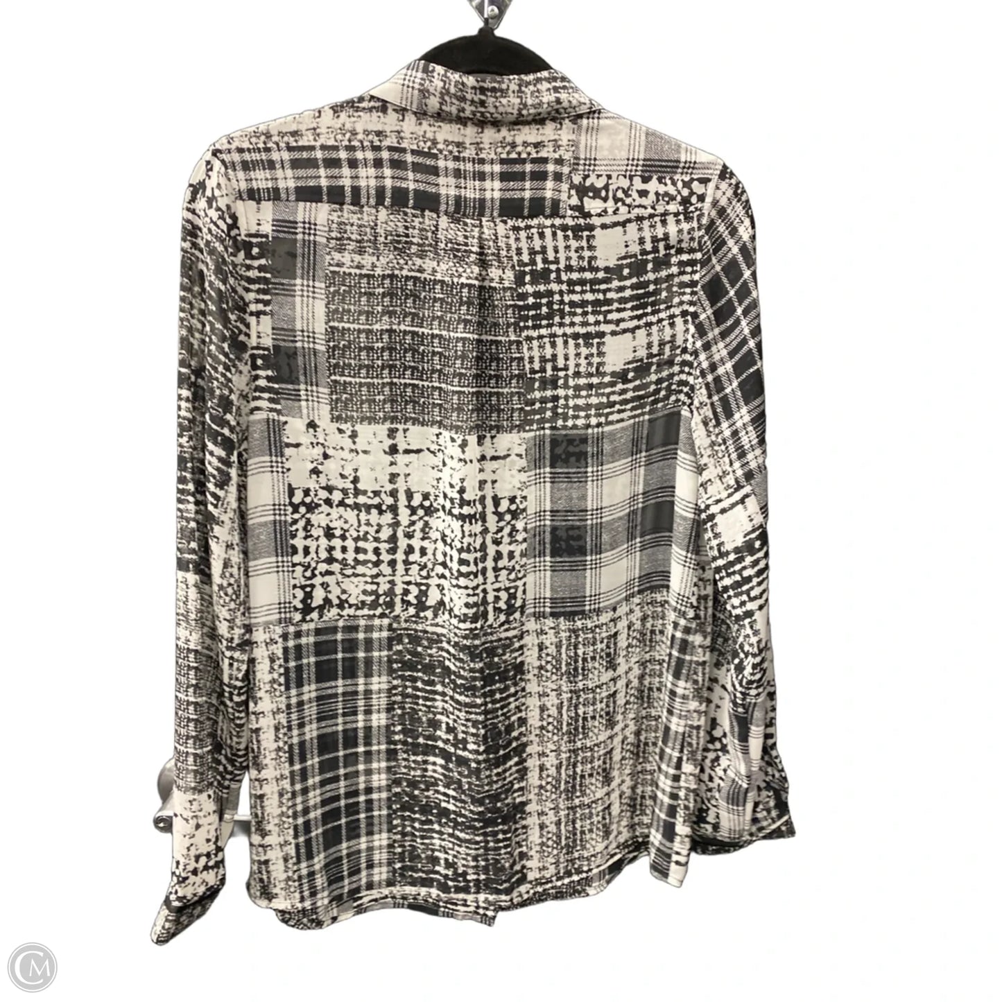 Blouse Long Sleeve By Vince Camuto In Black & White, Size: M