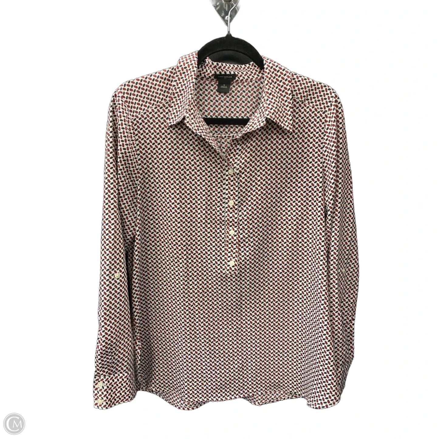 Blouse Long Sleeve By Ann Taylor In Black & Red, Size: M