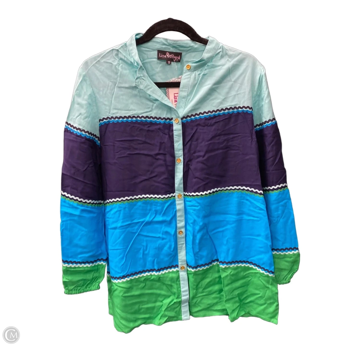 Top 3/4 Sleeve By Clothes Mentor In Blue & Green, Size: S