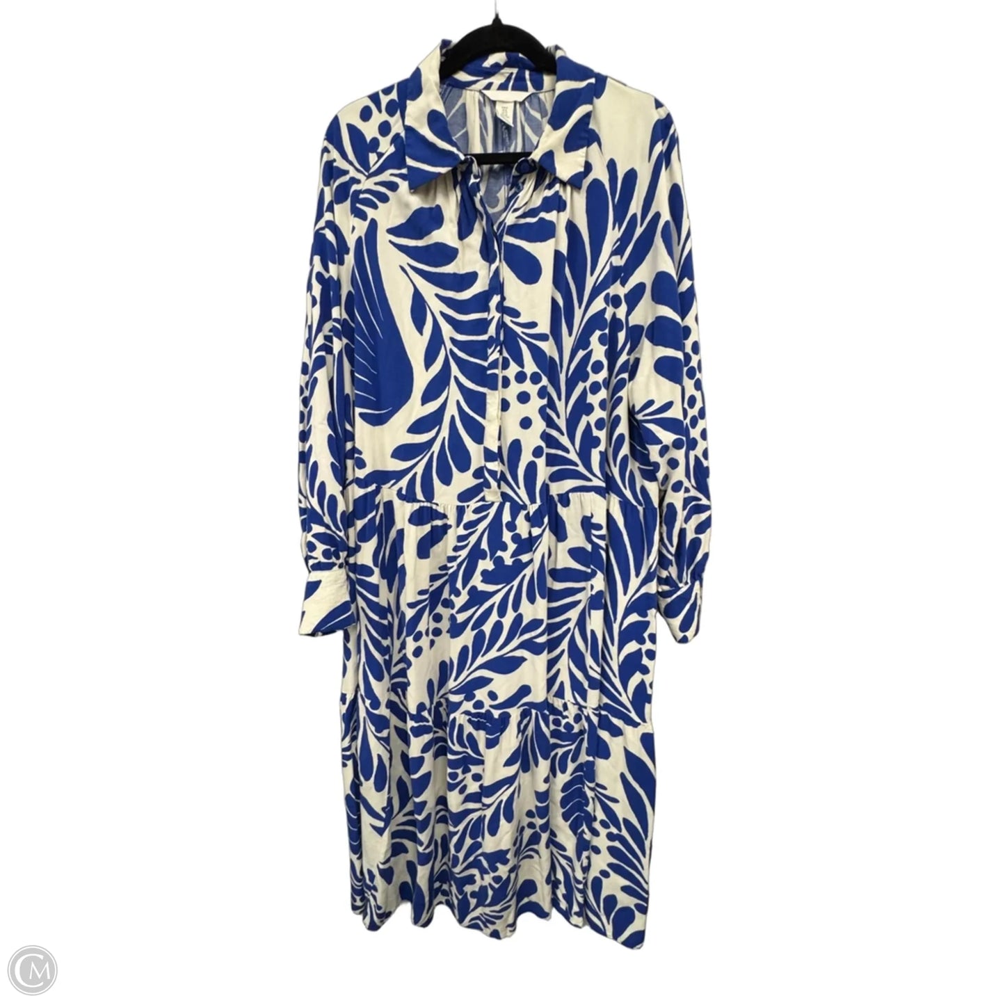 Dress Casual Maxi By H&m In Blue & White, Size: Xl