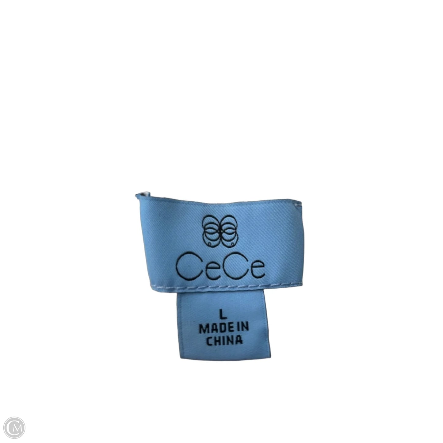 Blouse Short Sleeve By Cece In Blue & White, Size: L