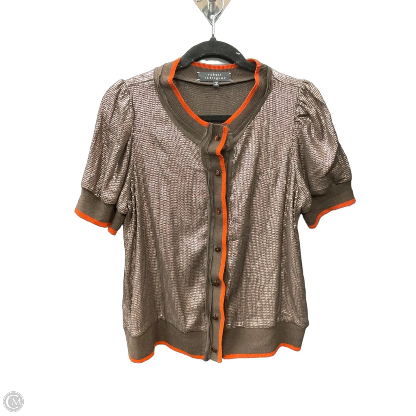 Top Short Sleeve By Robert Rodriguez In Brown & Orange, Size: M