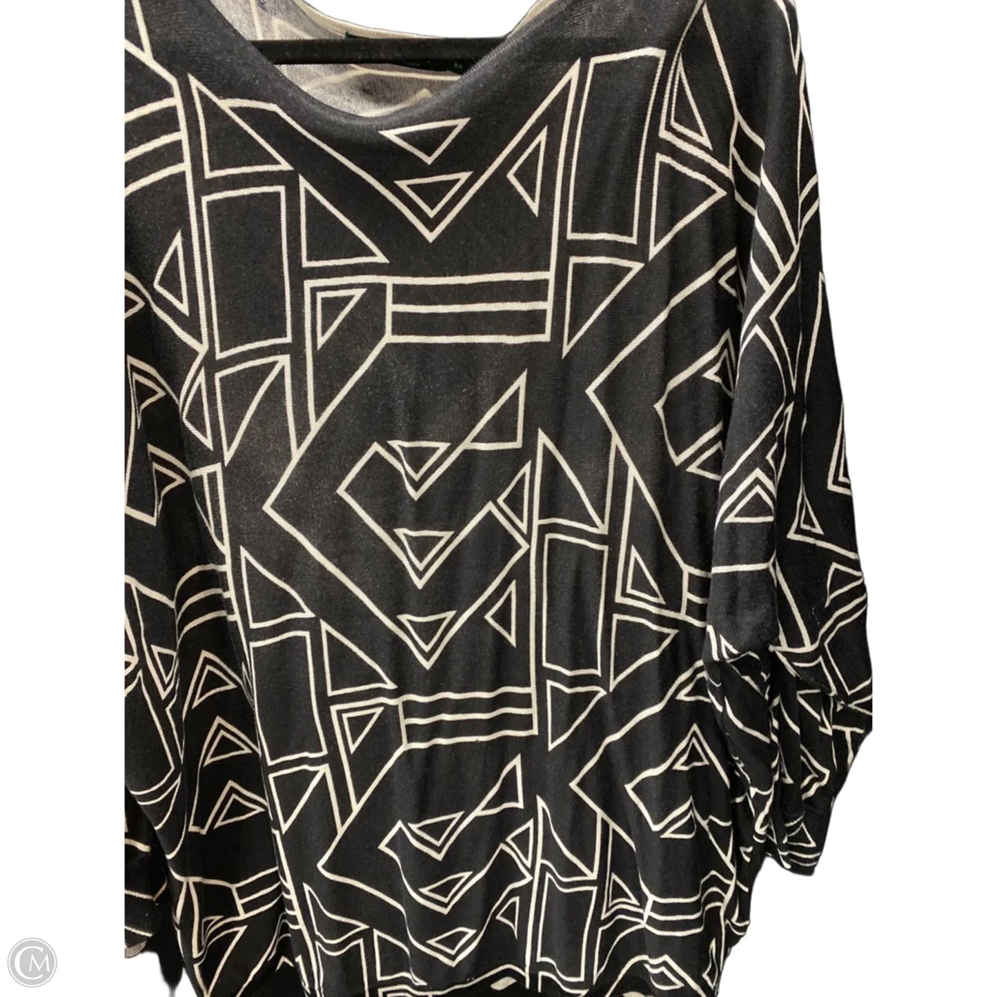 Top Long Sleeve By Lauren By Ralph Lauren In Black & White, Size: 2x