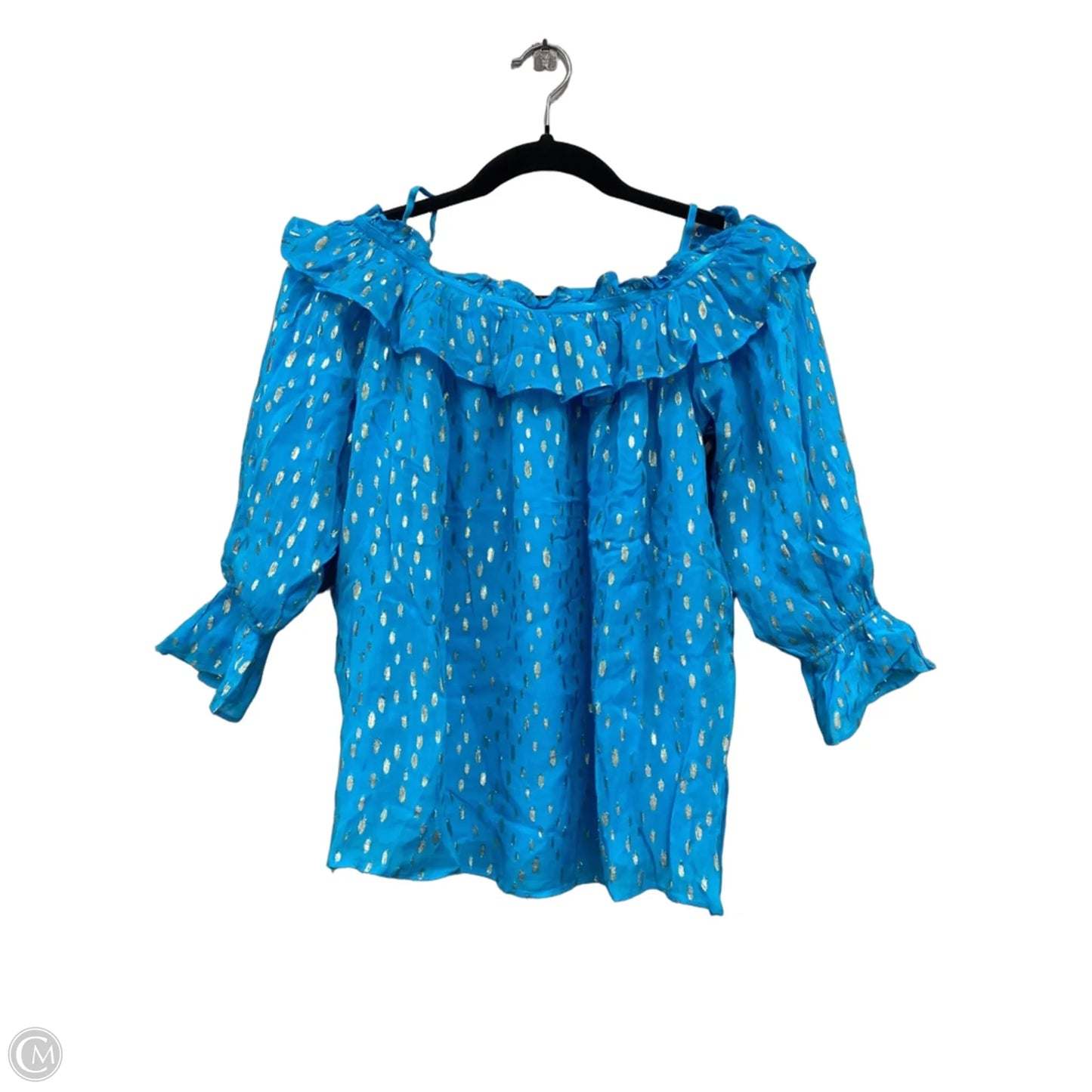 Blouse Designer By Lilly Pulitzer In Blue & Silver, Size: M