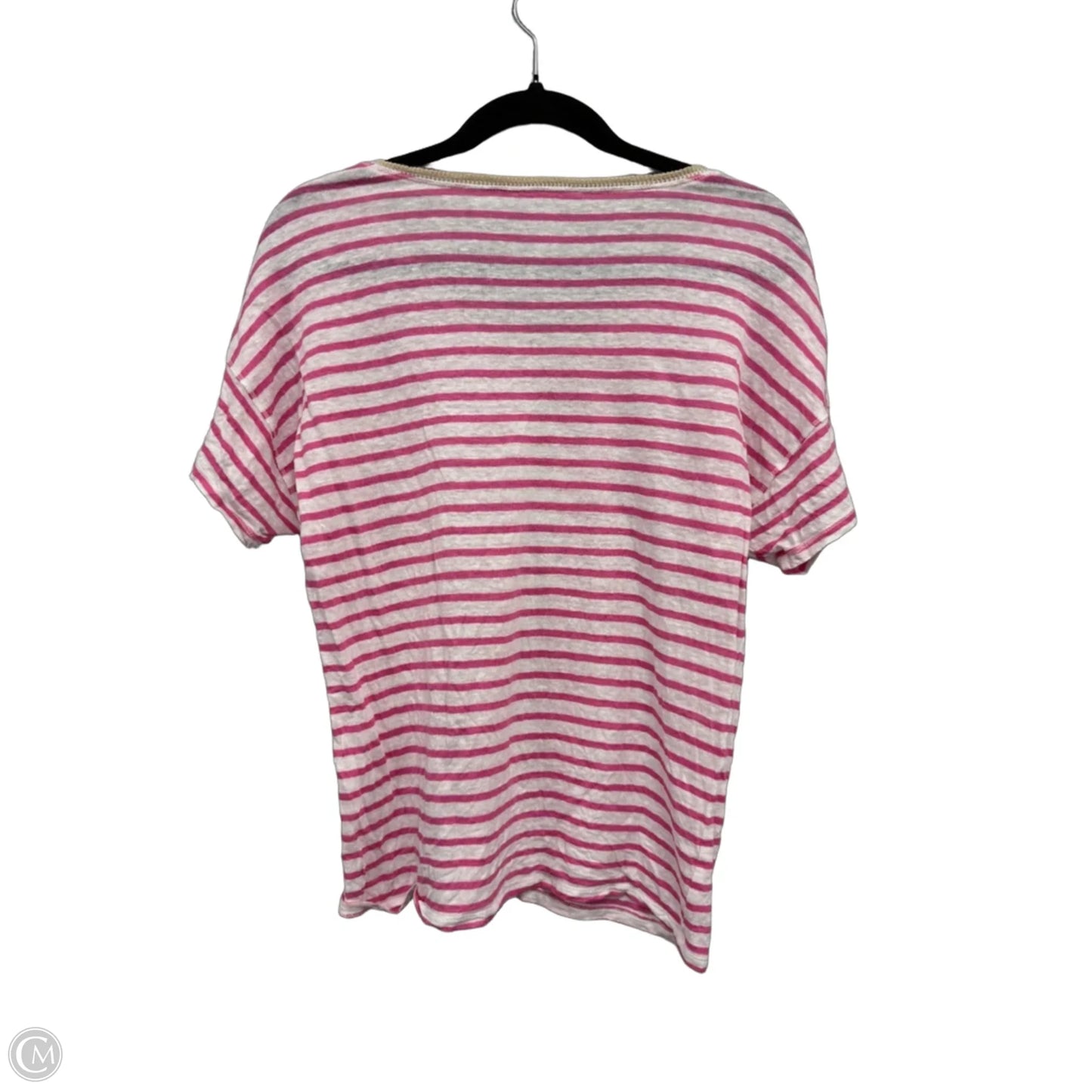Top Short Sleeve By Chicos In Pink & White, Size: M