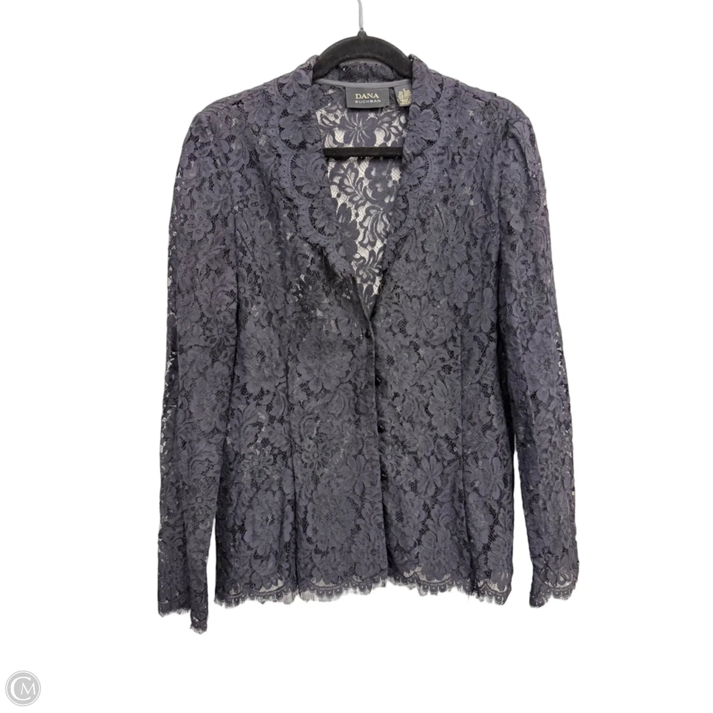 Blouse Long Sleeve By Dana Buchman In Navy, Size: 12