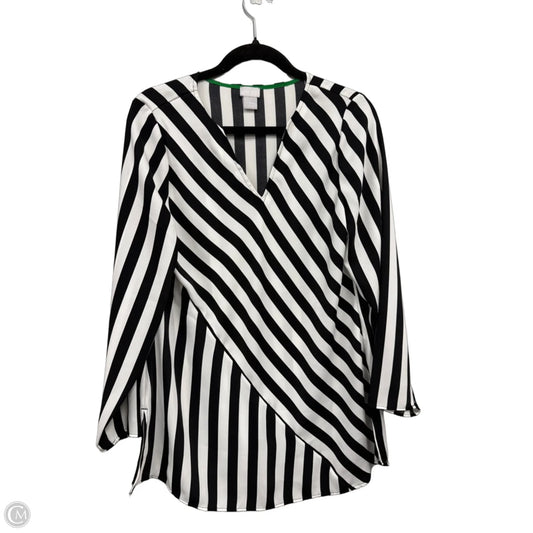 Blouse Long Sleeve By Chicos In Black & White, Size: M