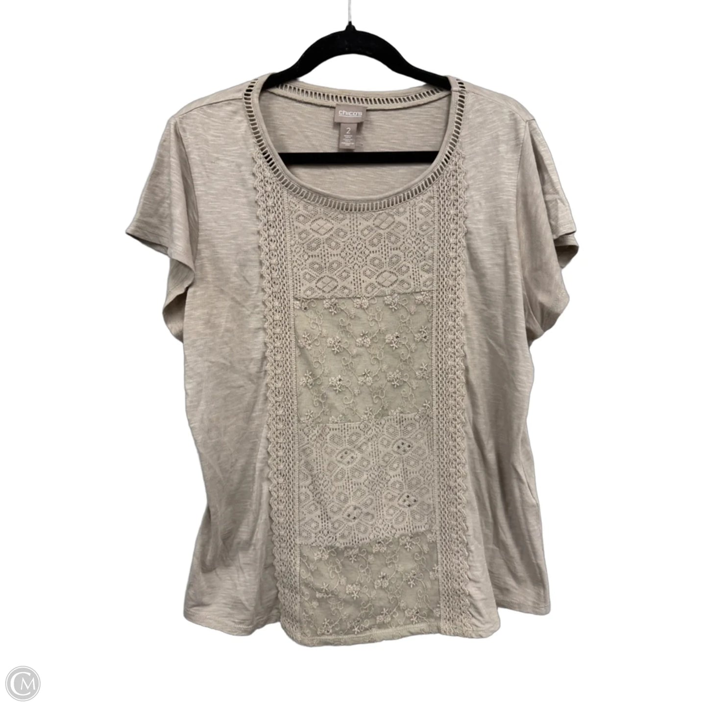 Top Short Sleeve By Chicos In Beige, Size: L