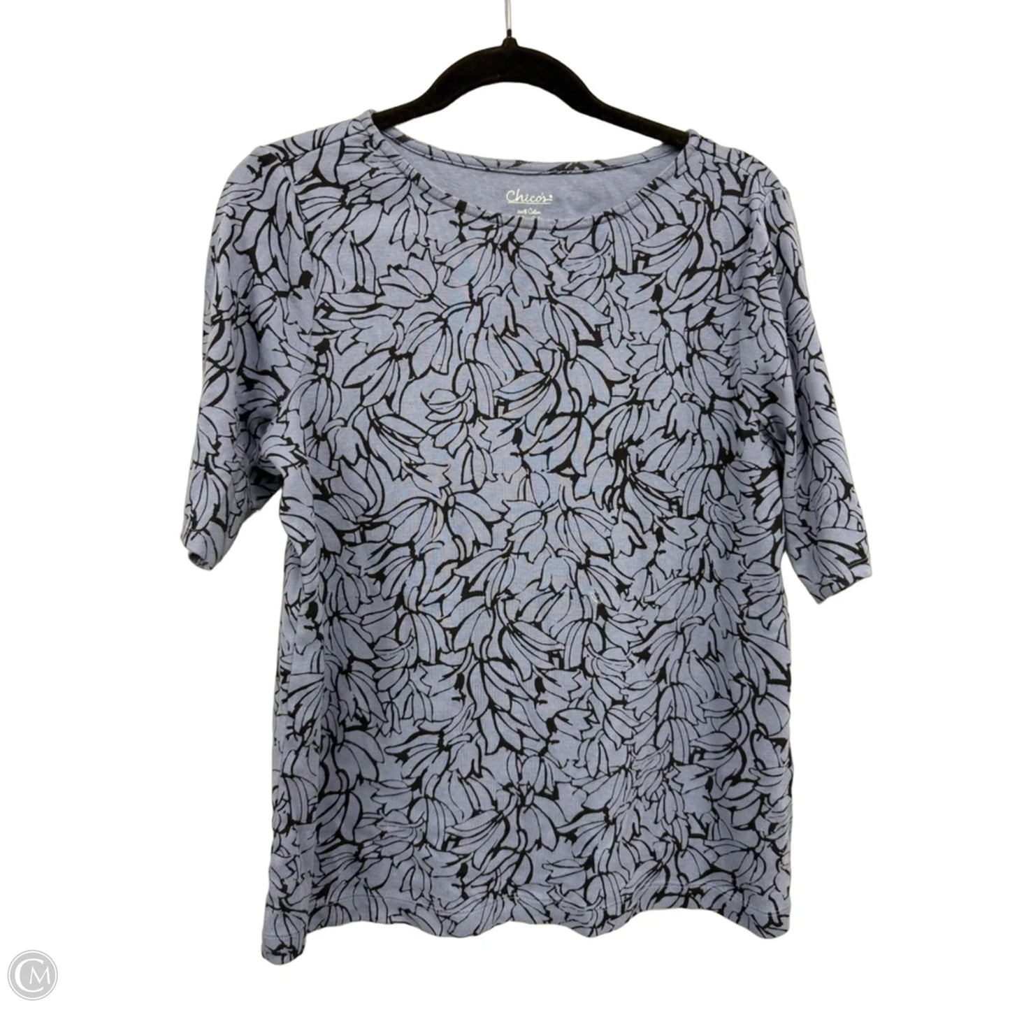 Top Short Sleeve By Chicos In Black & Blue, Size: L