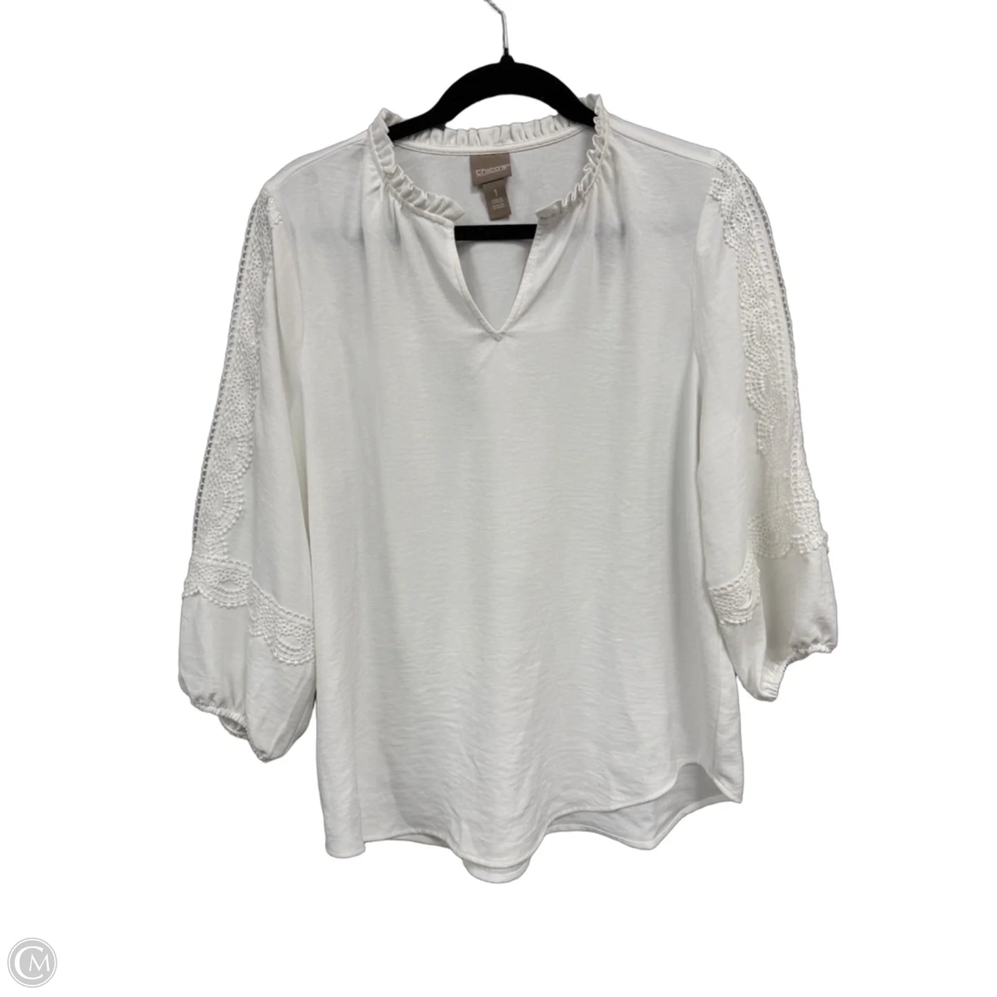 Blouse 3/4 Sleeve By Chicos In White, Size: M