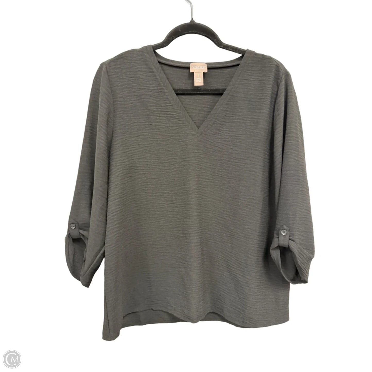 Top 3/4 Sleeve By Chicos In Black, Size: M