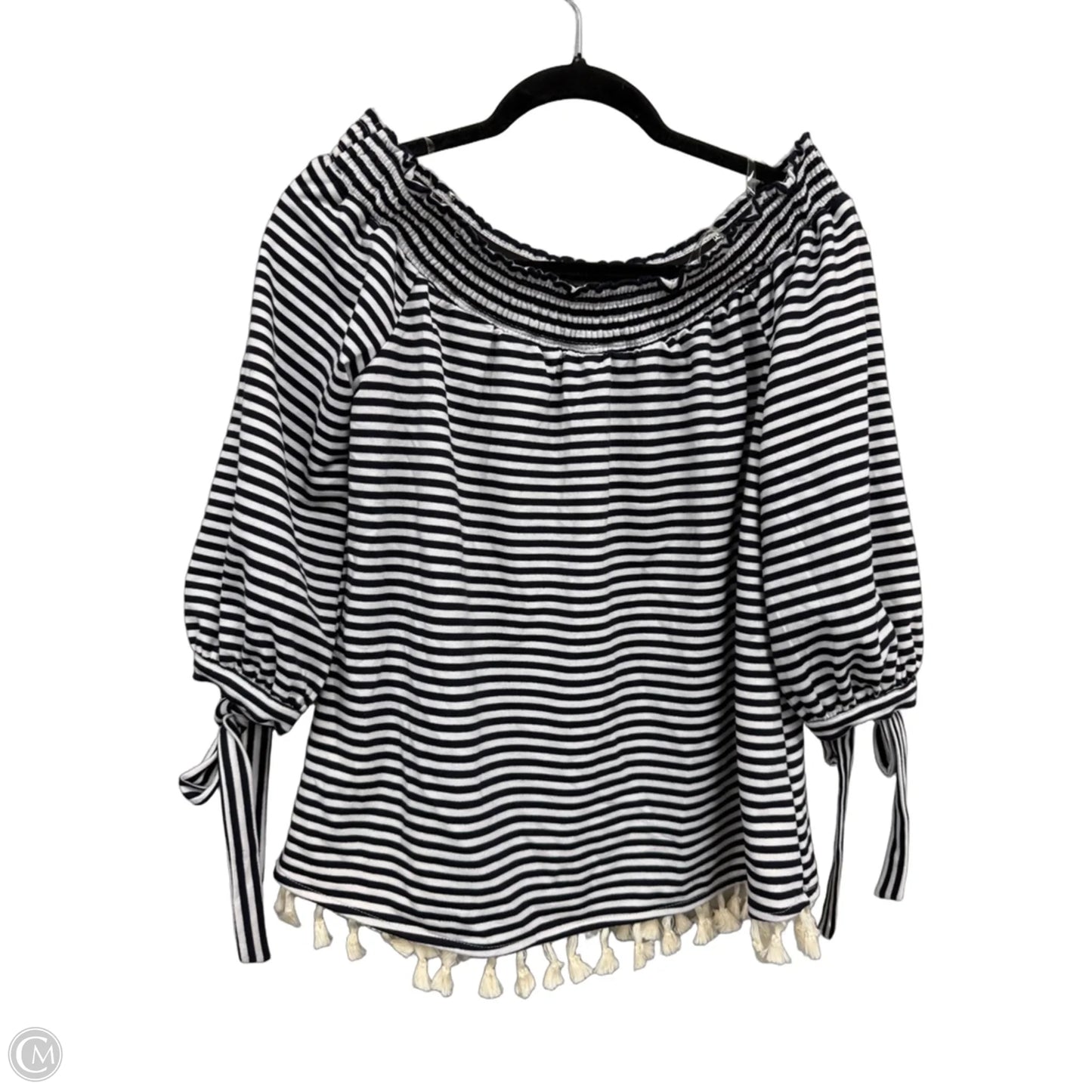 Top 3/4 Sleeve By Andree By Unit In Black & Blue, Size: M