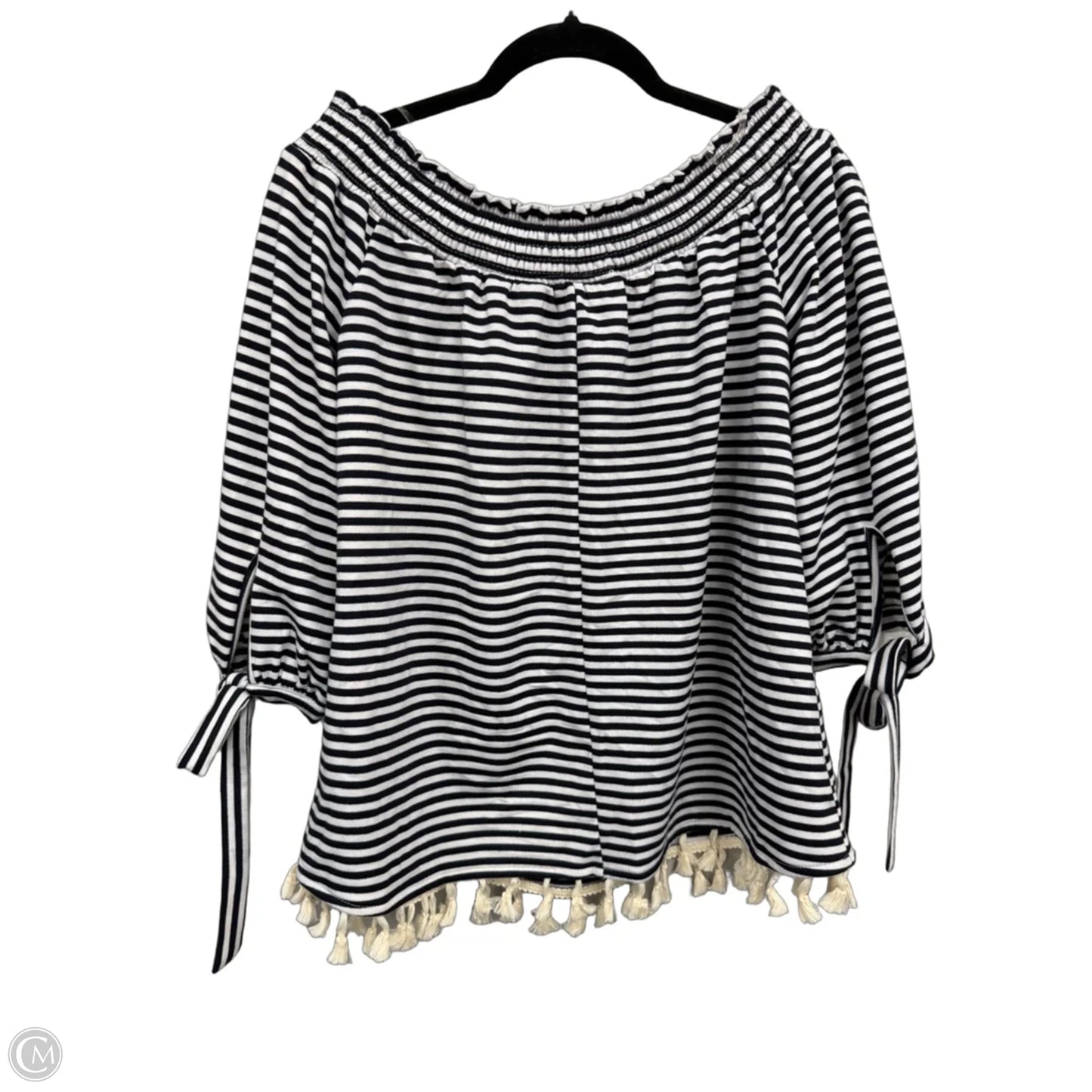 Top 3/4 Sleeve By Andree By Unit In Black & Blue, Size: M