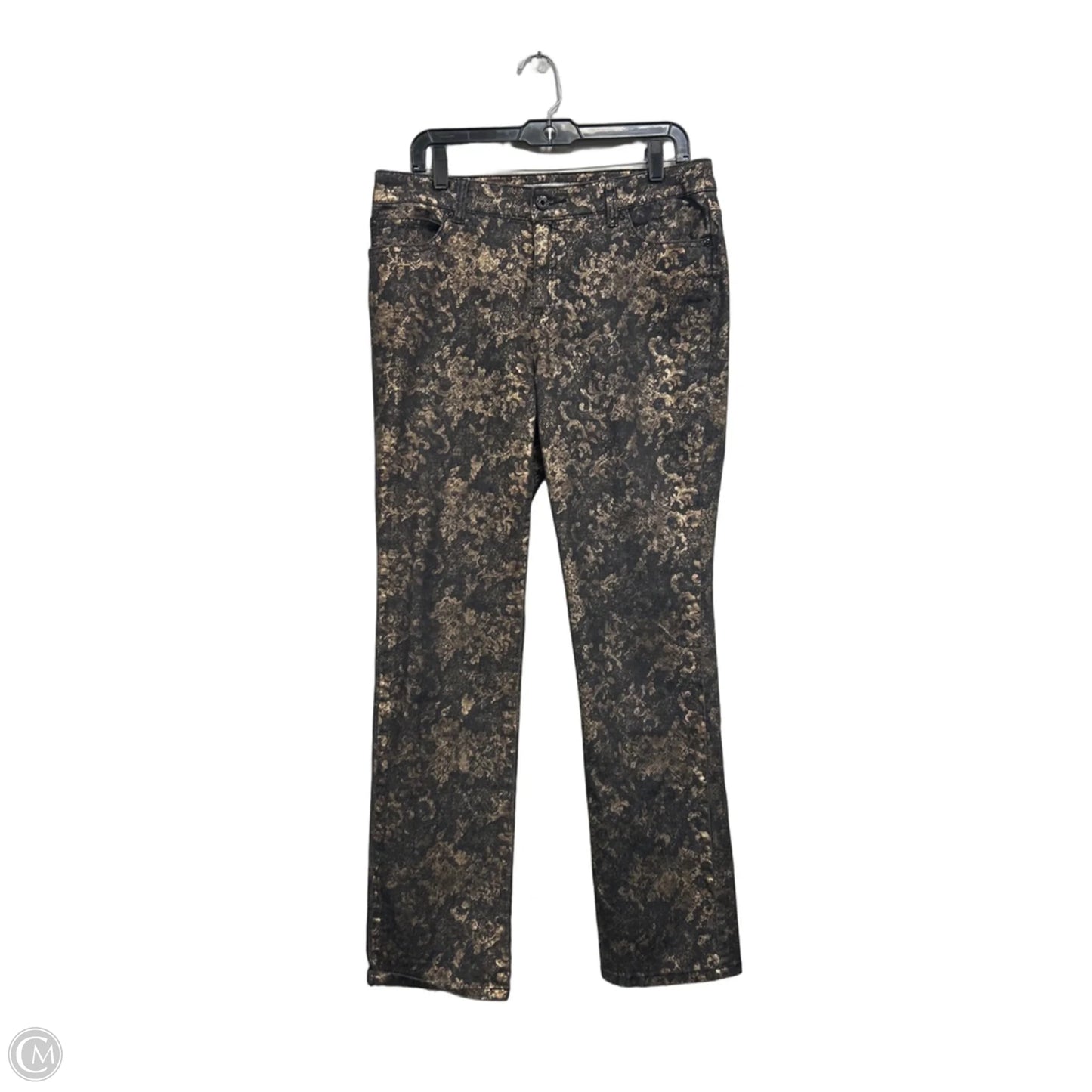 Jeans Straight By Chicos In Black & Gold, Size: M