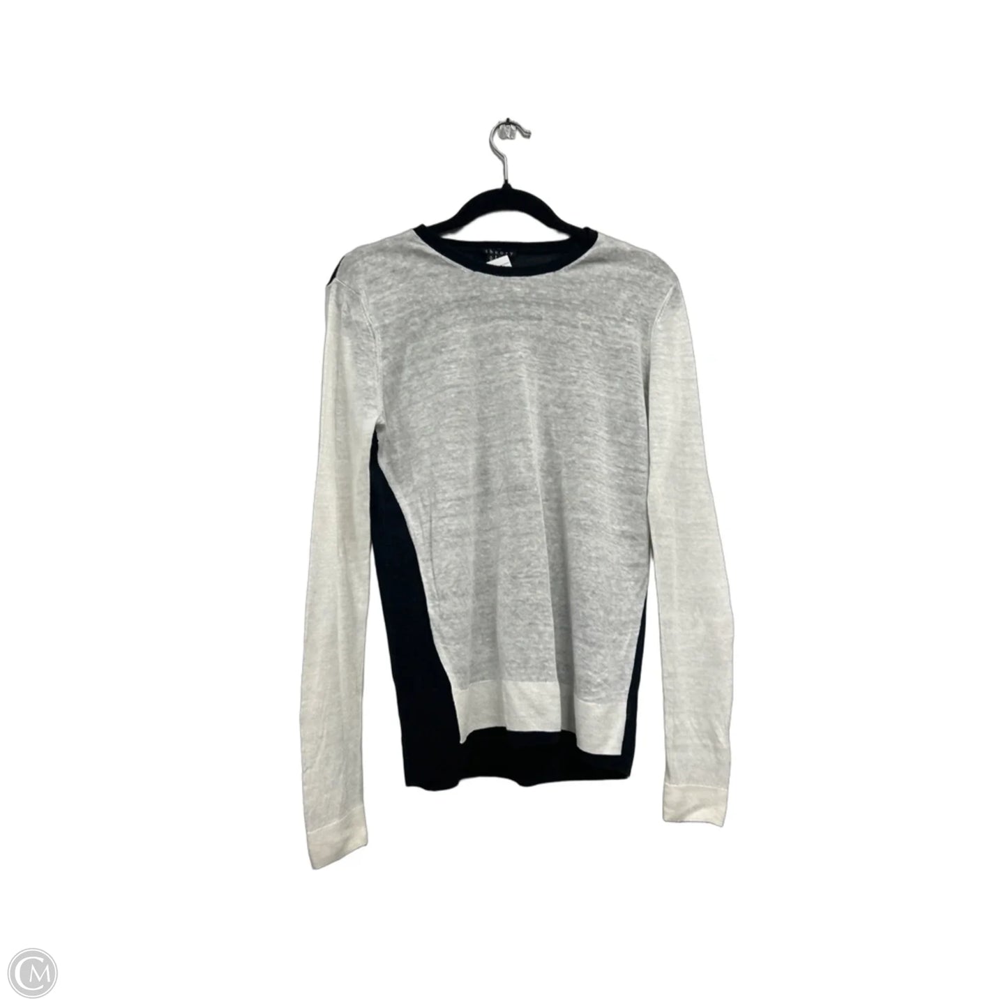Top Long Sleeve By Theory In Black & White, Size: M
