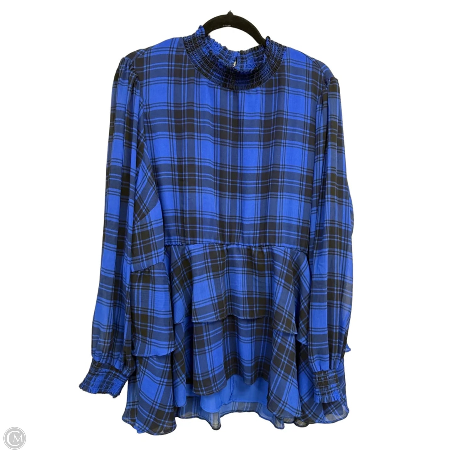 Blouse Long Sleeve By Torrid In Black & Blue, Size: 3x