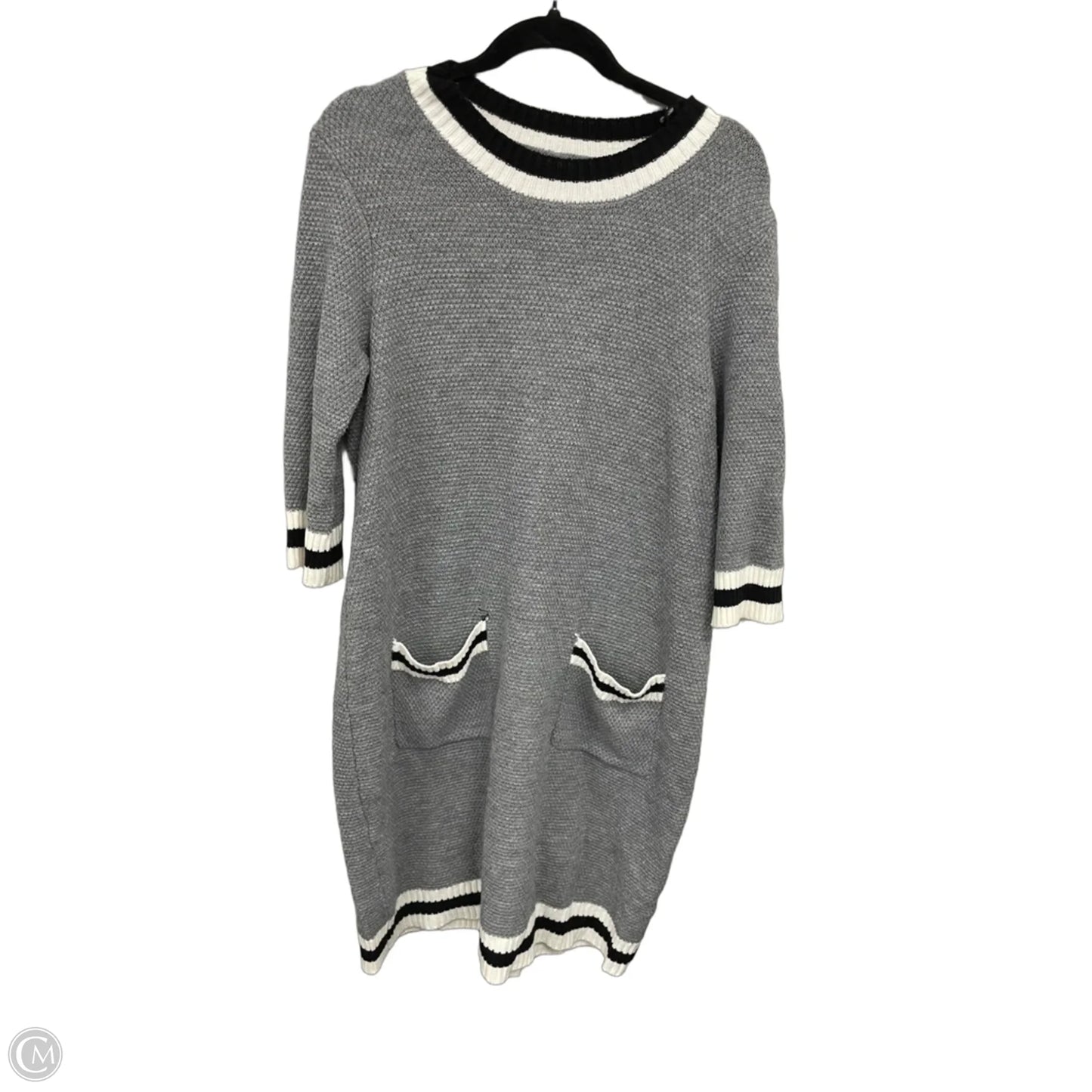 Dress Sweater By Signature By Robbie Bee In Grey & White, Size: Xl
