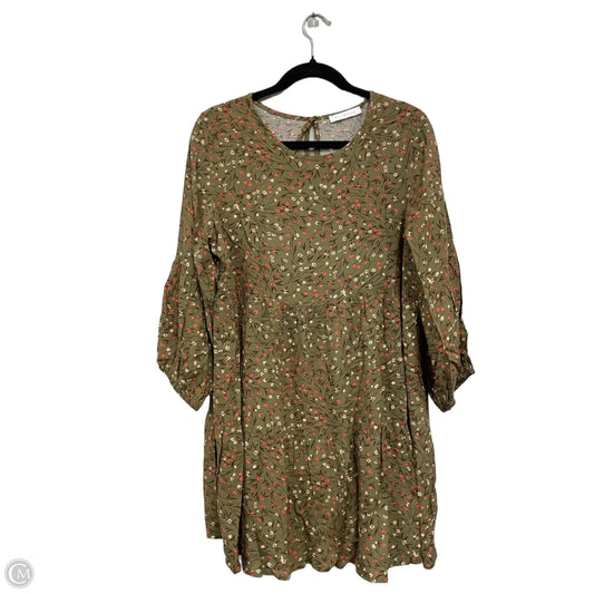 Dress Casual Midi By Ces Femme In Green & Pink, Size: M