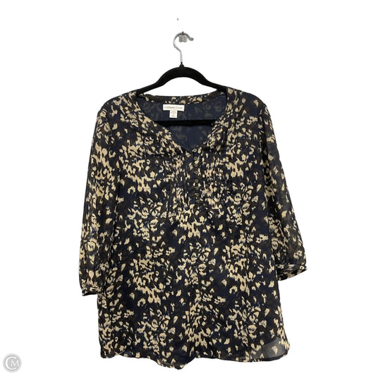 Blouse 3/4 Sleeve By Coldwater Creek In Brown & Cream, Size: M