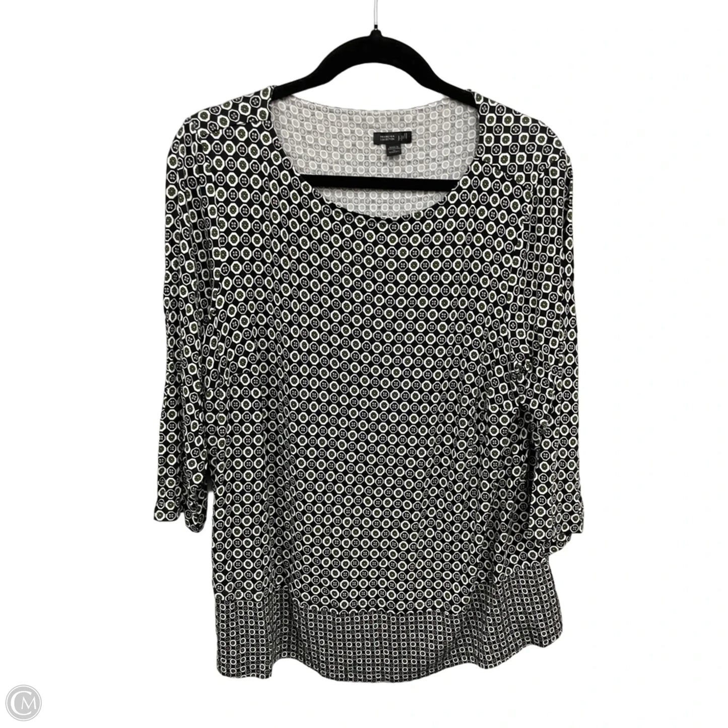Top 3/4 Sleeve By J. Jill In Black & Green, Size: 1x