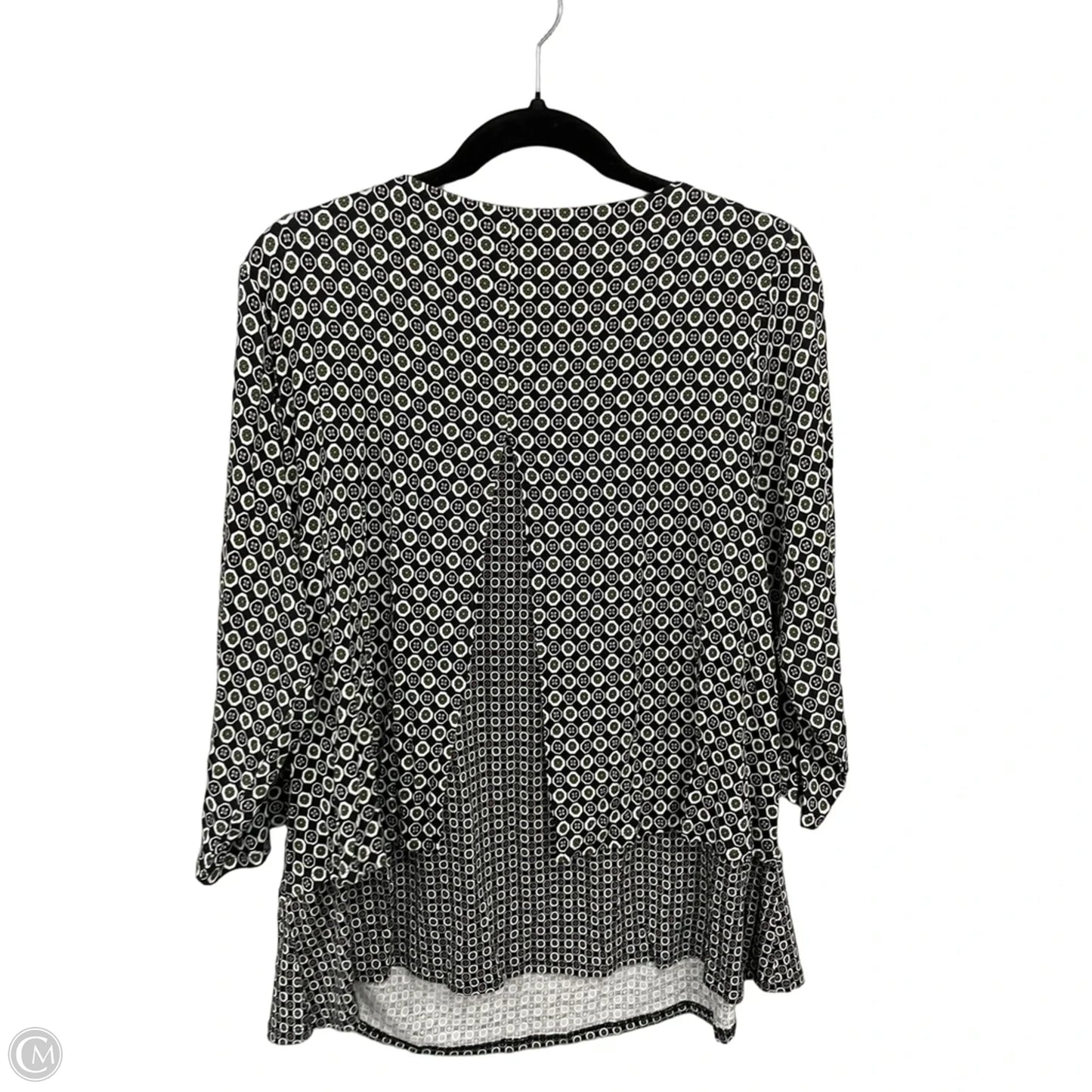 Top 3/4 Sleeve By J. Jill In Black & Green, Size: 1x