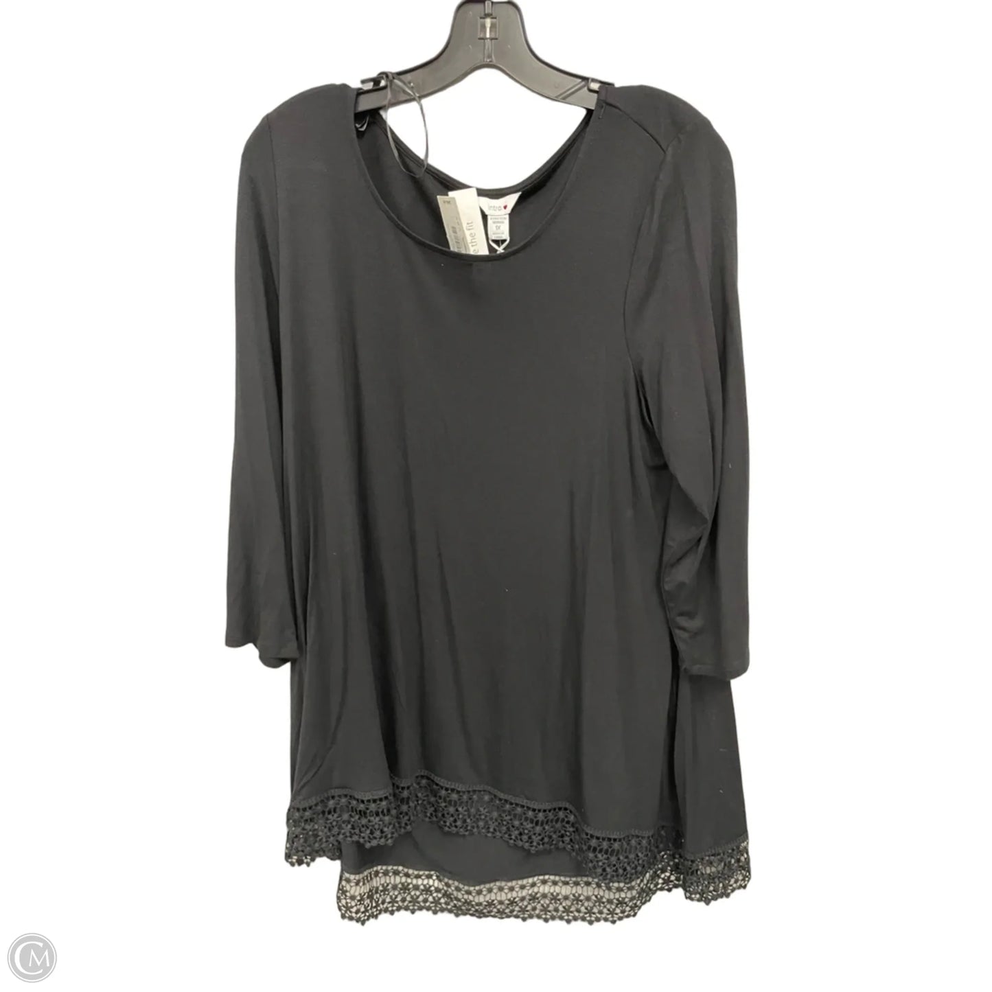 Top 3/4 Sleeve By Intro In Black, Size: 1x