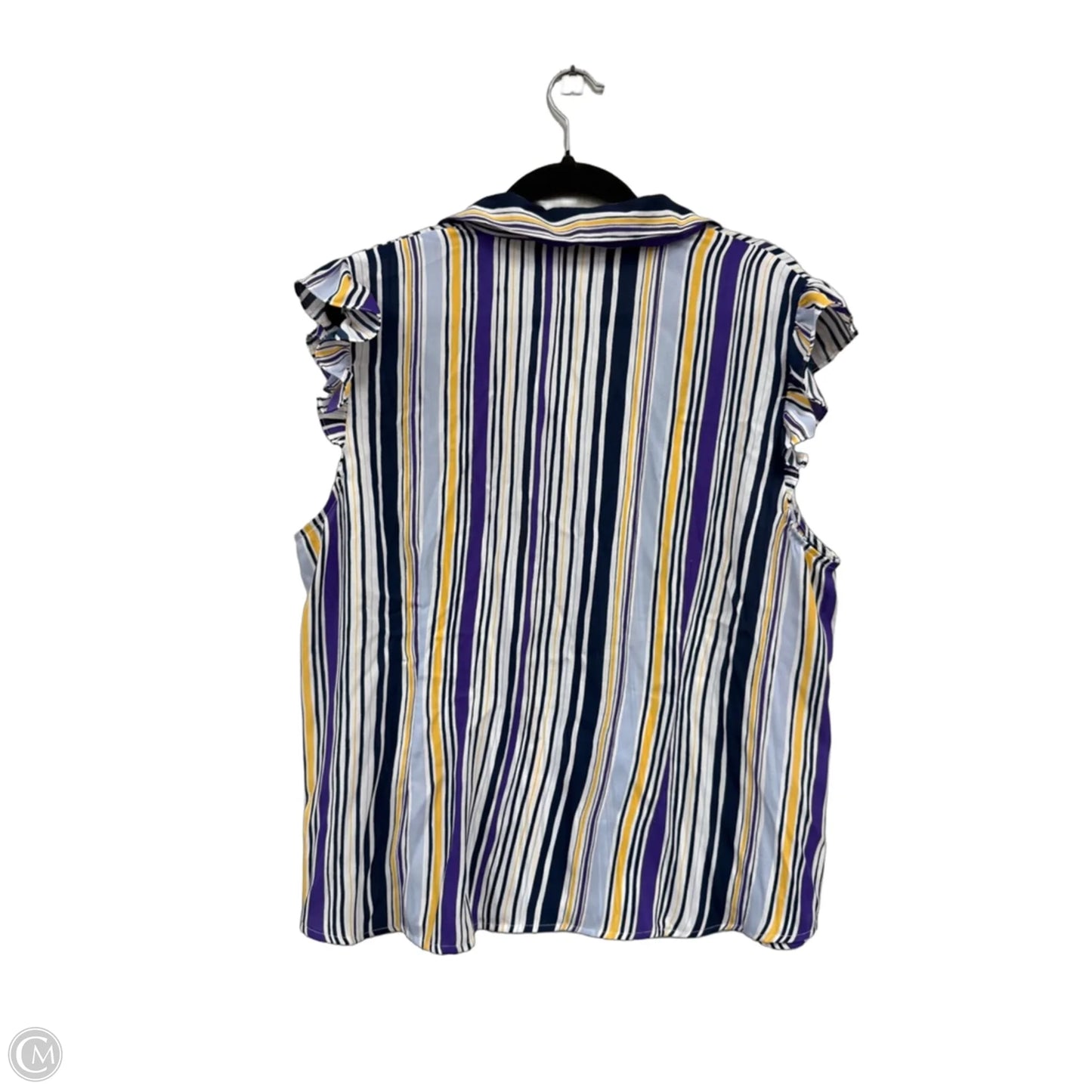 Blouse Short Sleeve By Liz Claiborne In Purple & Yellow, Size: Xxl