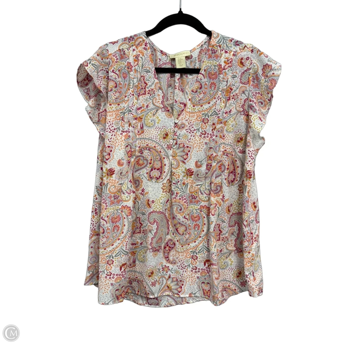 Blouse Short Sleeve By Cynthia Rowley In Orange & Pink, Size: 1x