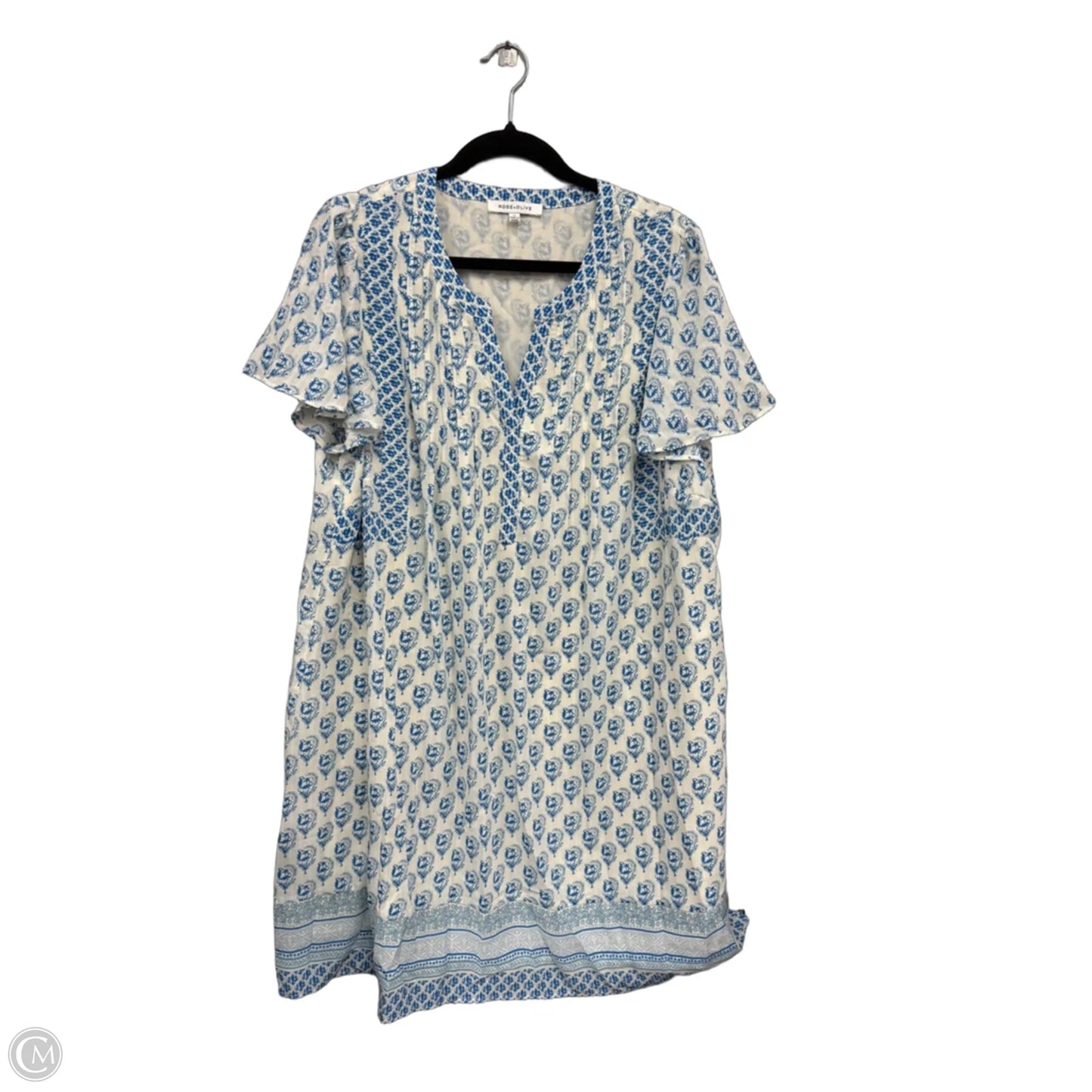 Dress Casual Short By Rose And Olive In Blue & White, Size: 1x